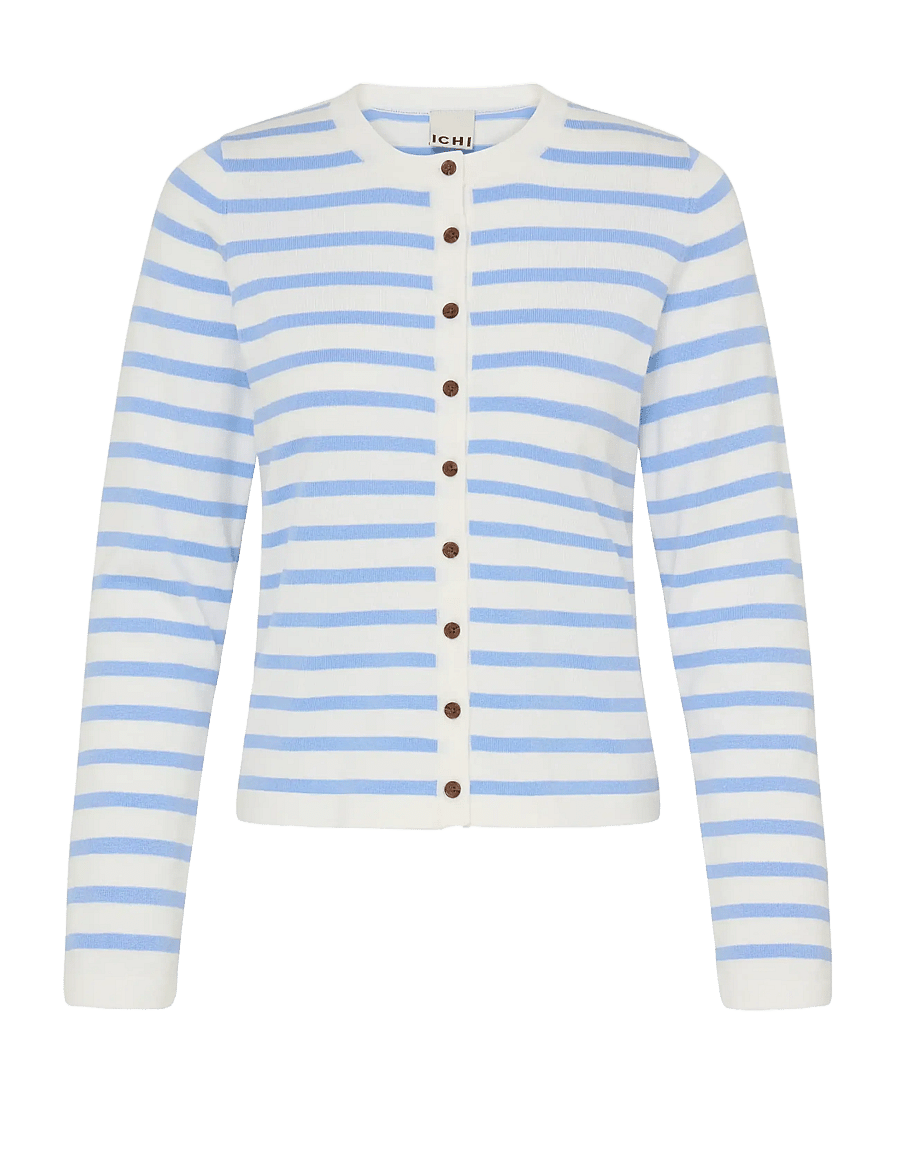 ICHI - IHLULS O-NECK CA - cardigans - small cloud belair stripe - 1