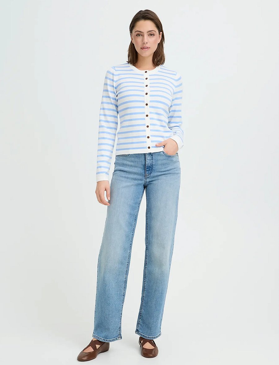 ICHI - IHLULS O-NECK CA - cardigans - small cloud belair stripe - 0