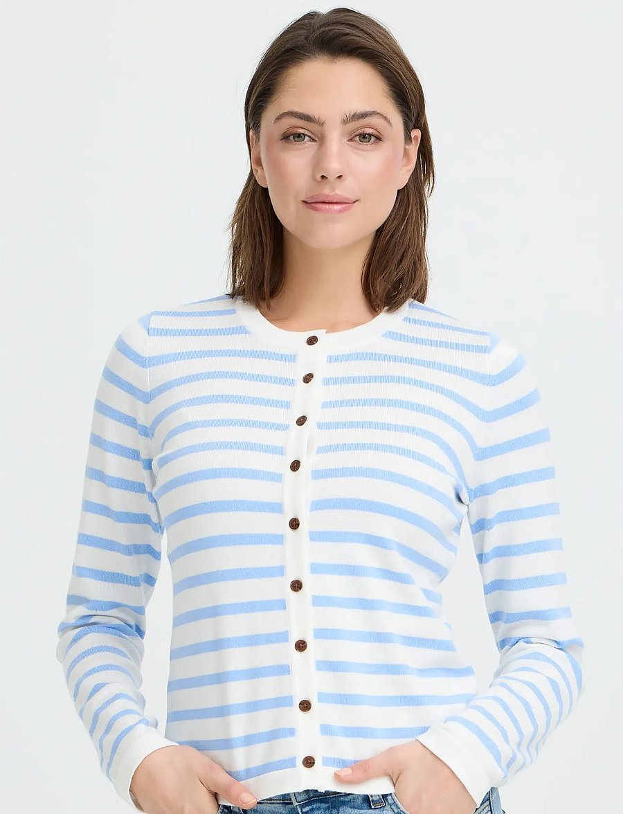 ICHI - IHLULS O-NECK CA - cardigans - small cloud belair stripe - 3