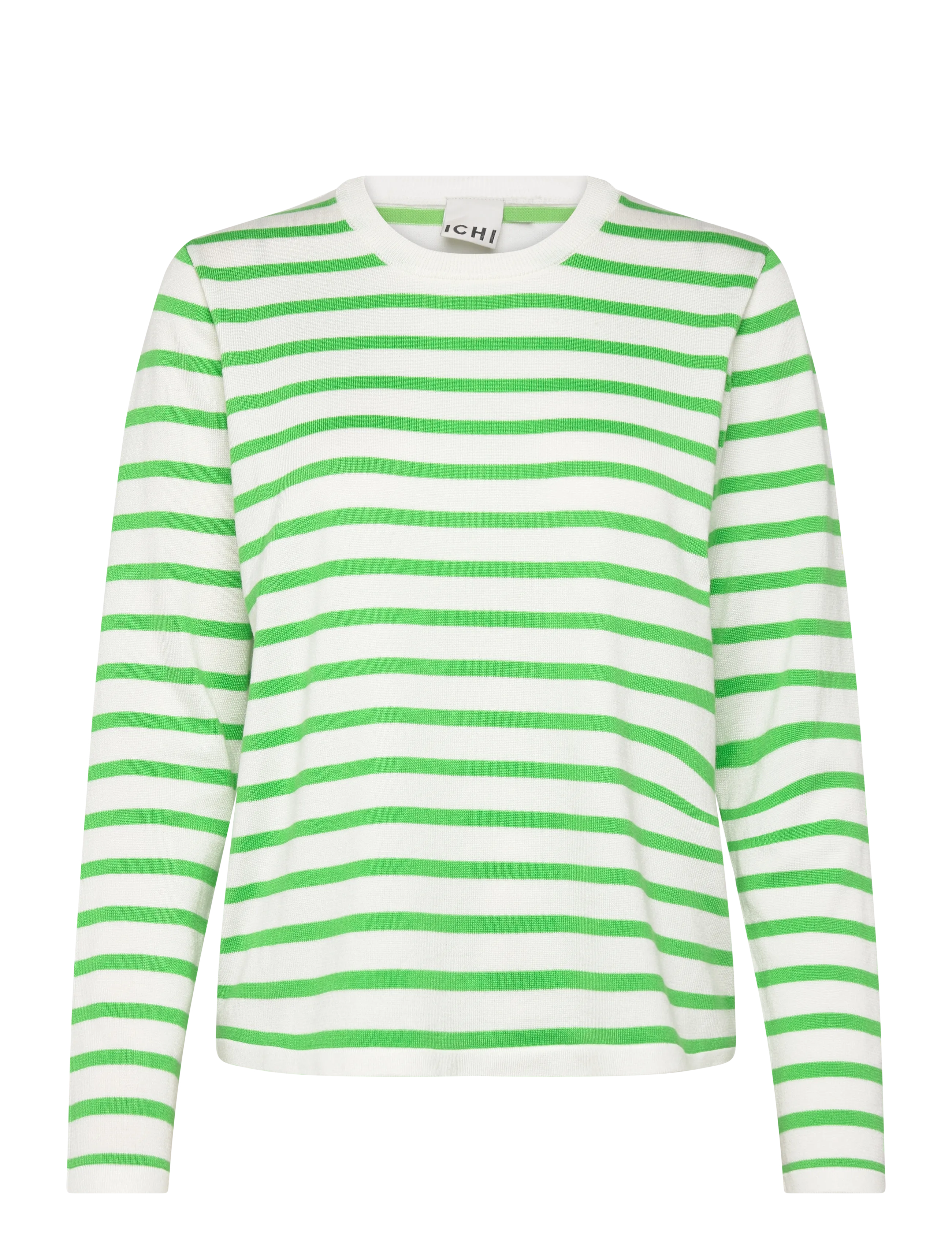 ICHI IHLULS O-NECK LS - Riided - SMALL CLOUD KELLY STRIPE / green
