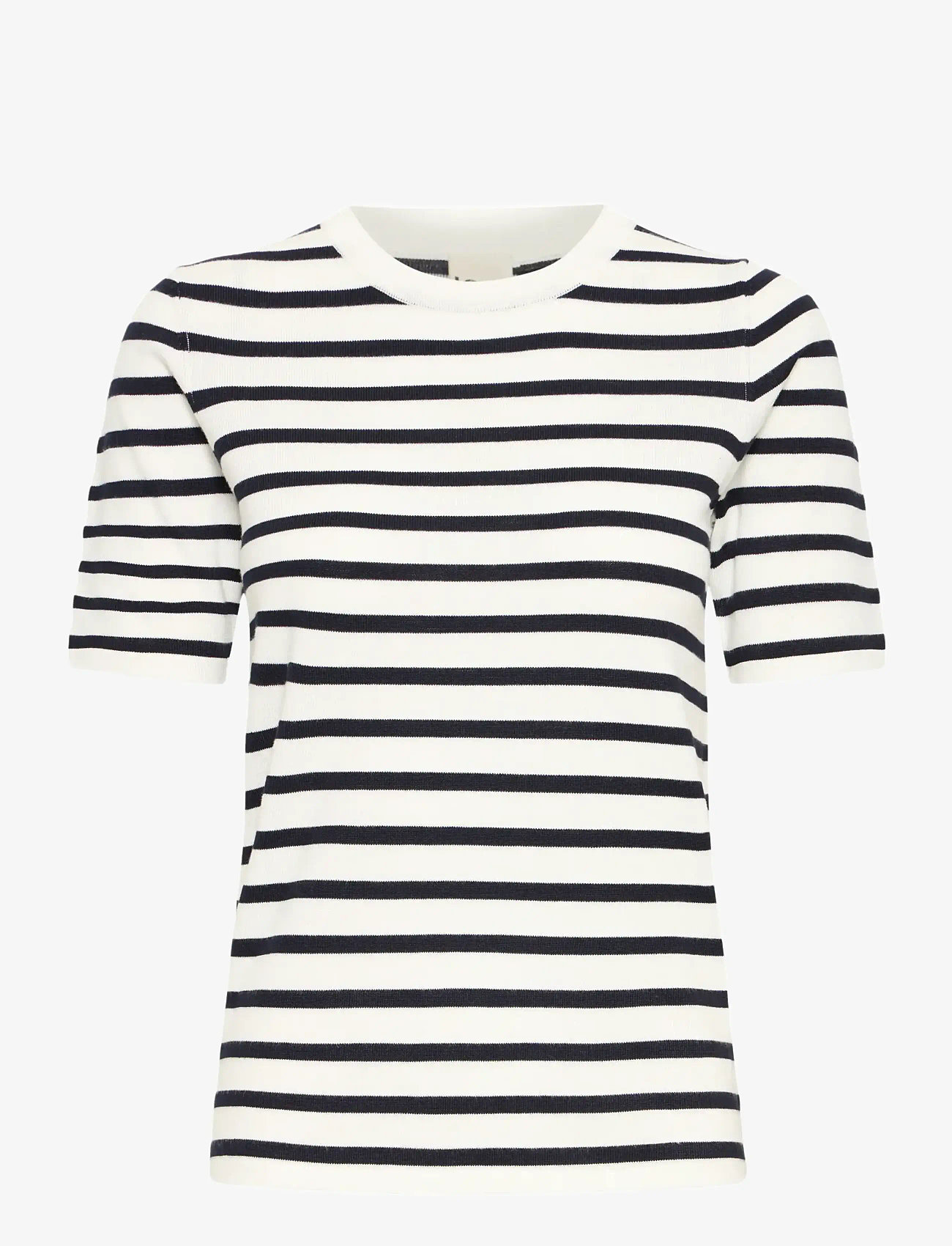 ICHI - IHLULS O-NECK SS - striktrøjer - small white total ec stripe - 1