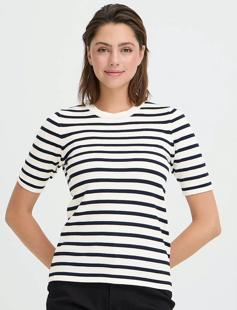 ICHI - IHLULS O-NECK SS - pullover - small white total ec stripe - 3