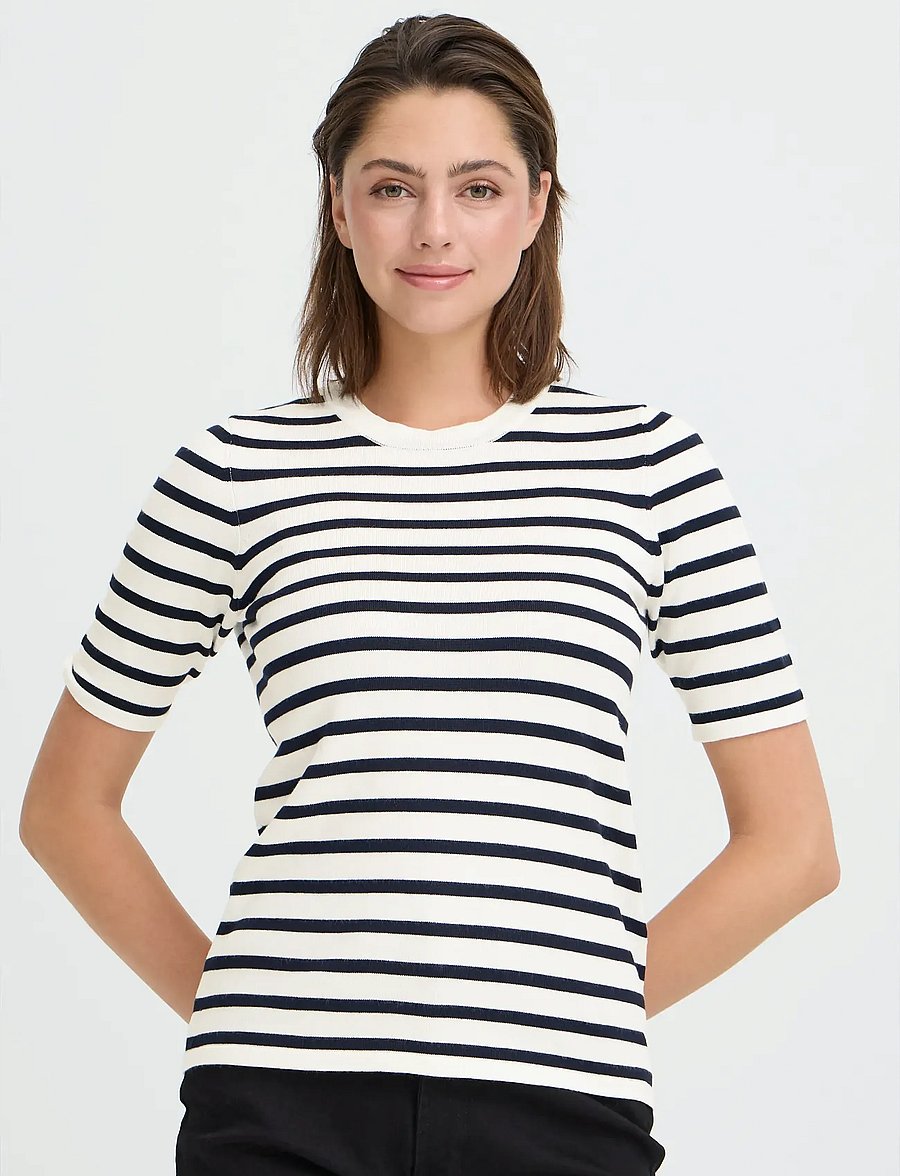 ICHI - IHLULS O-NECK SS - pullover - small white total ec stripe - 3