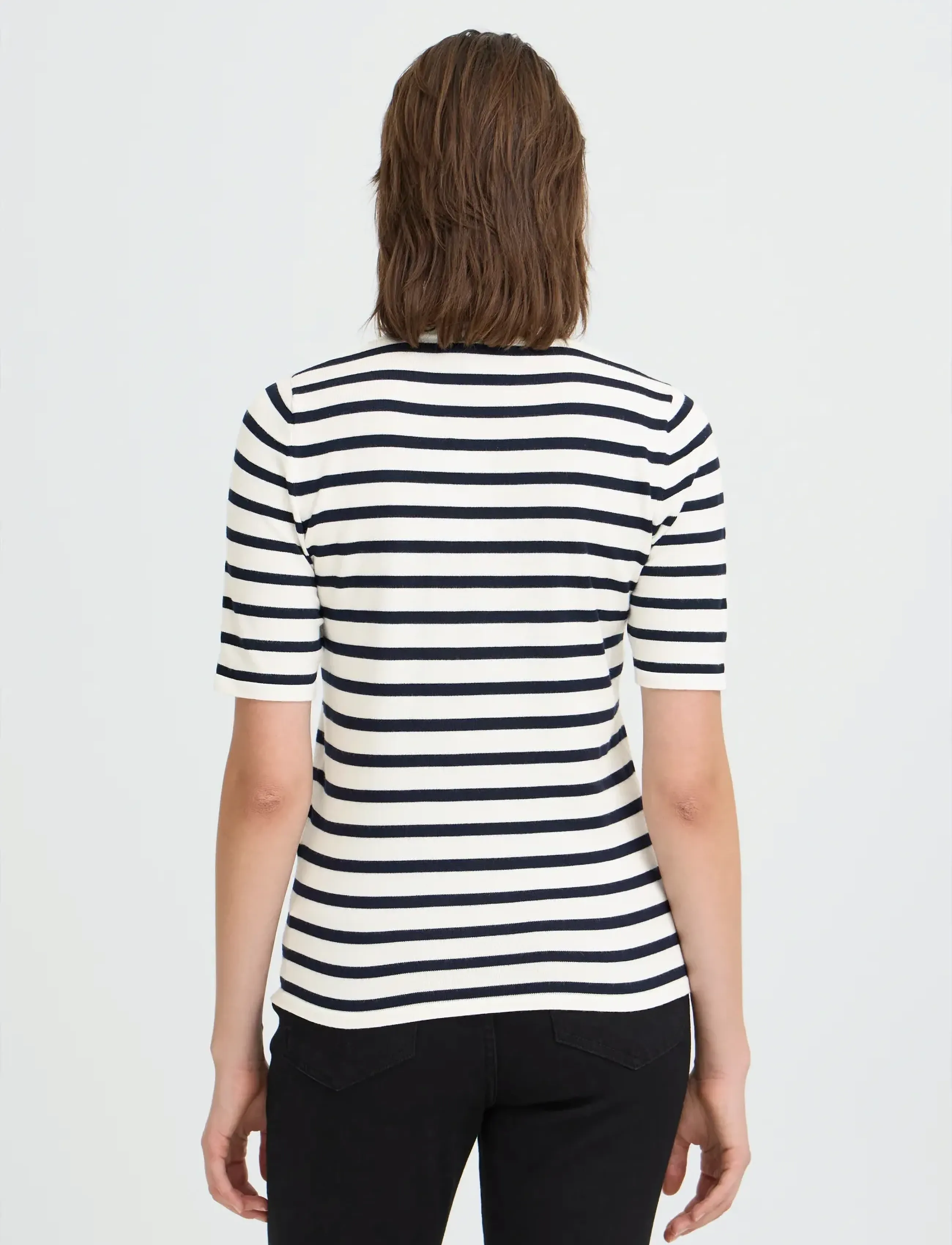 ICHI - IHLULS O-NECK SS - striktrøjer - small white total ec stripe - 4