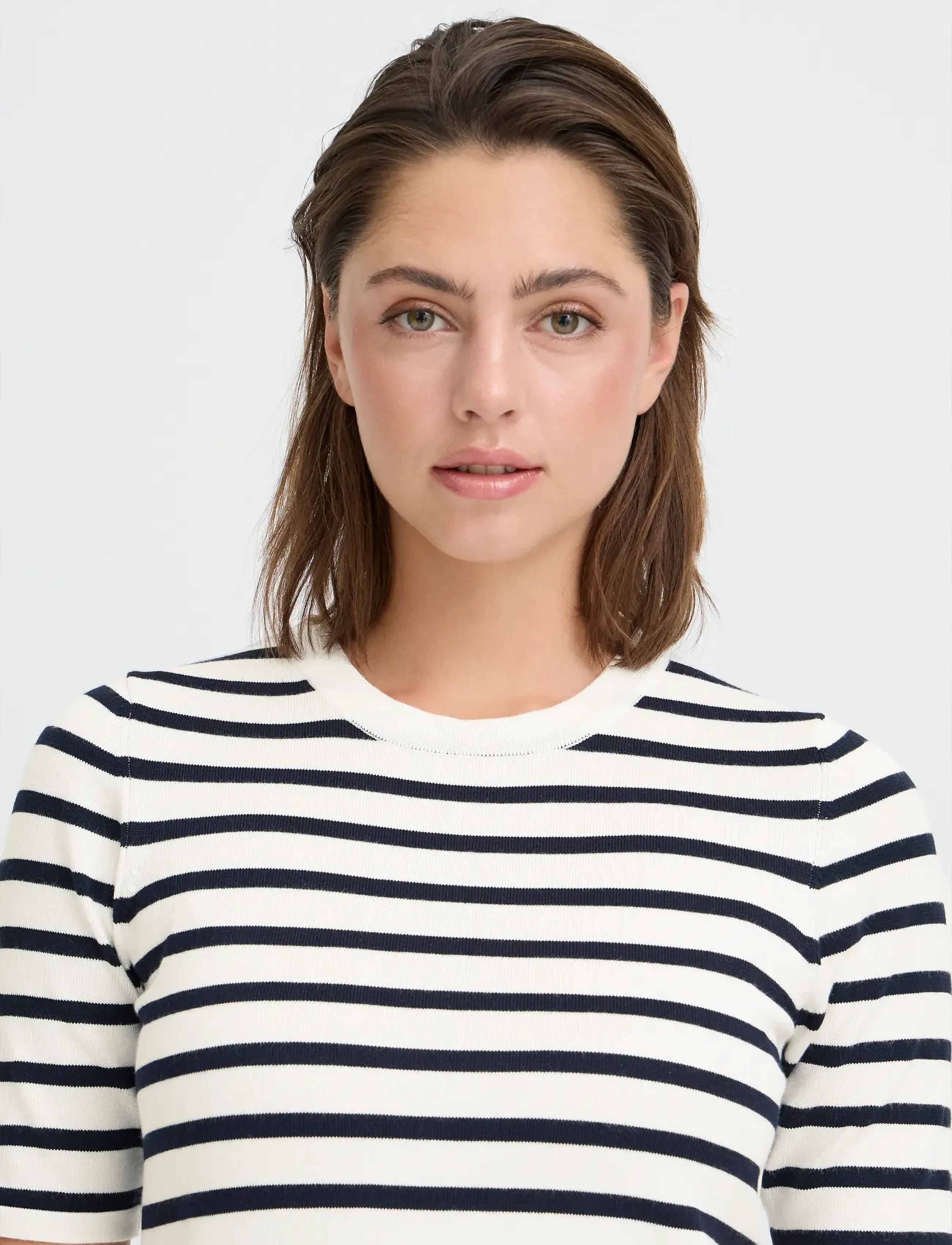 ICHI - IHLULS O-NECK SS - striktrøjer - small white total ec stripe - 5