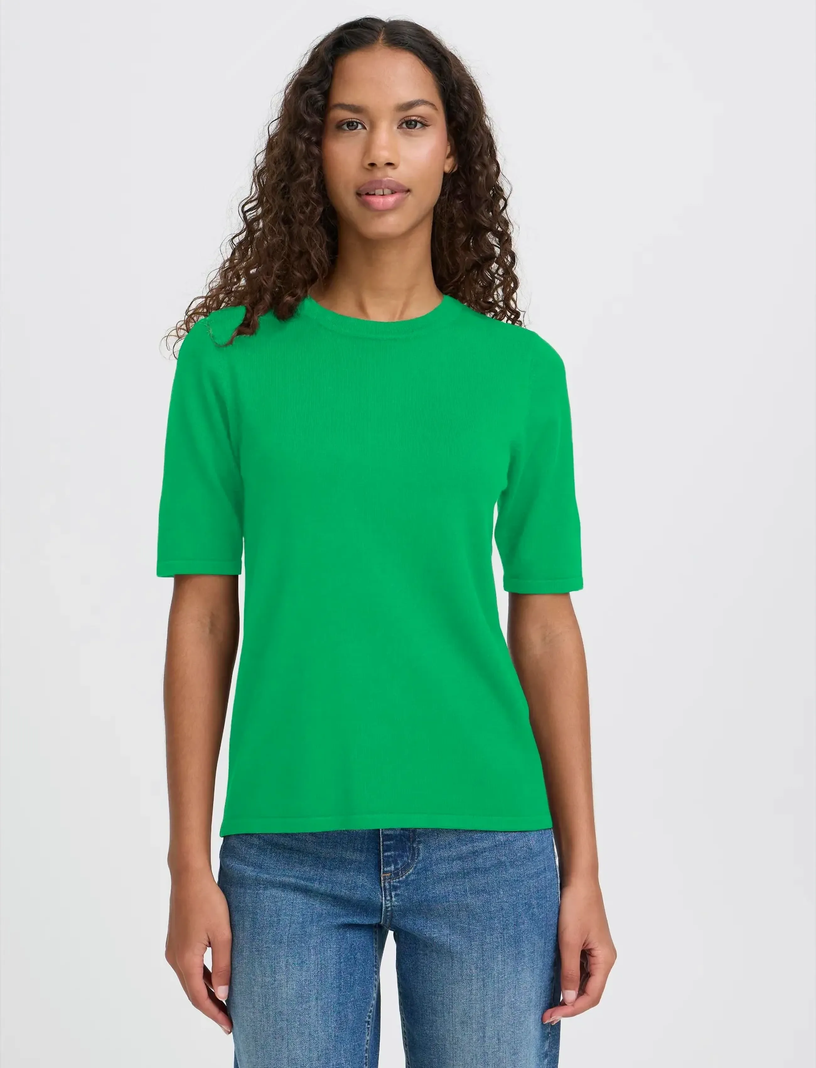 ICHI Ihluls O-Neck Ss, L, Green, T-Shirts & Toppe > Kortærmede, Dame