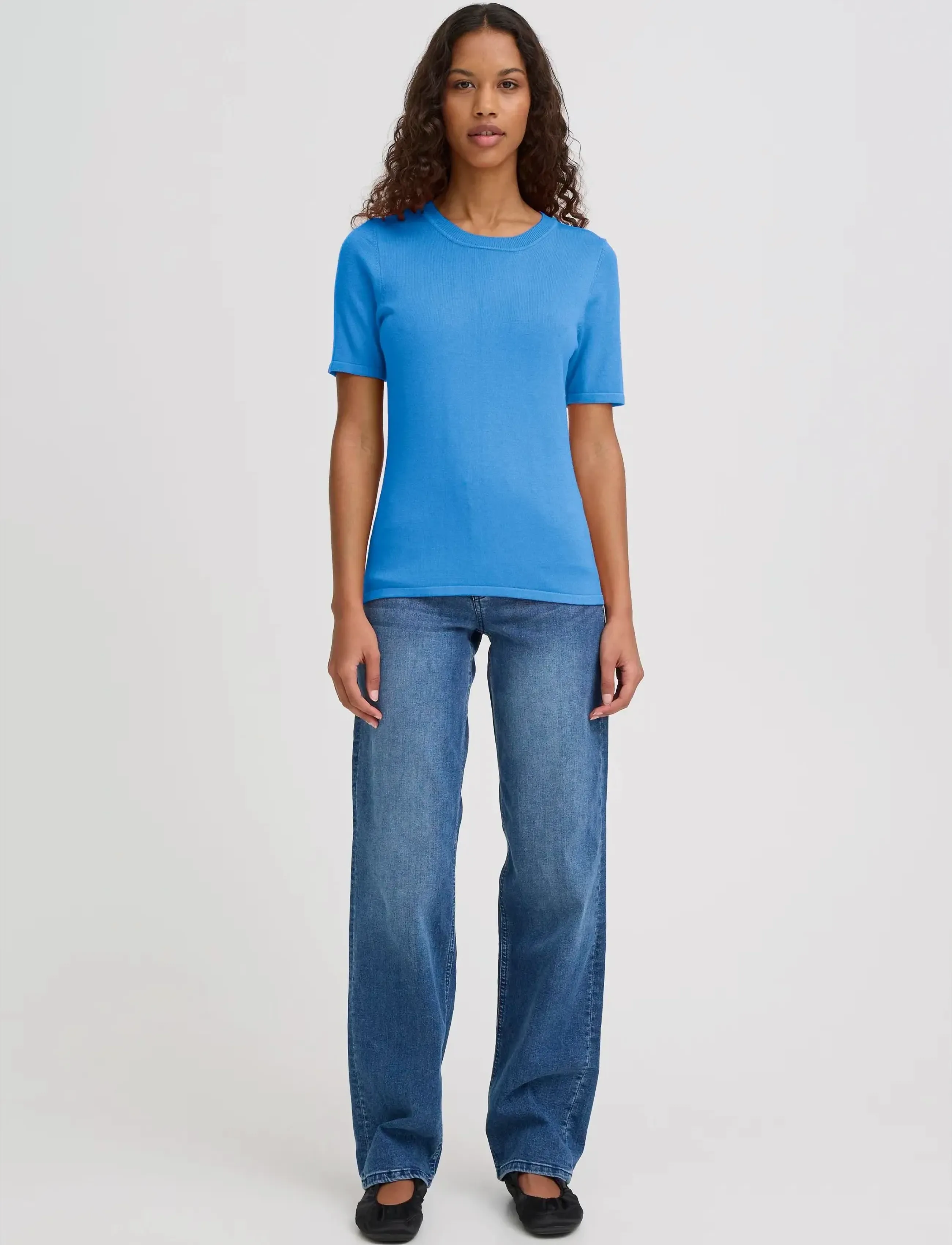 ICHI - IHLULS O-NECK SS - pullover - nebulas blue - 3