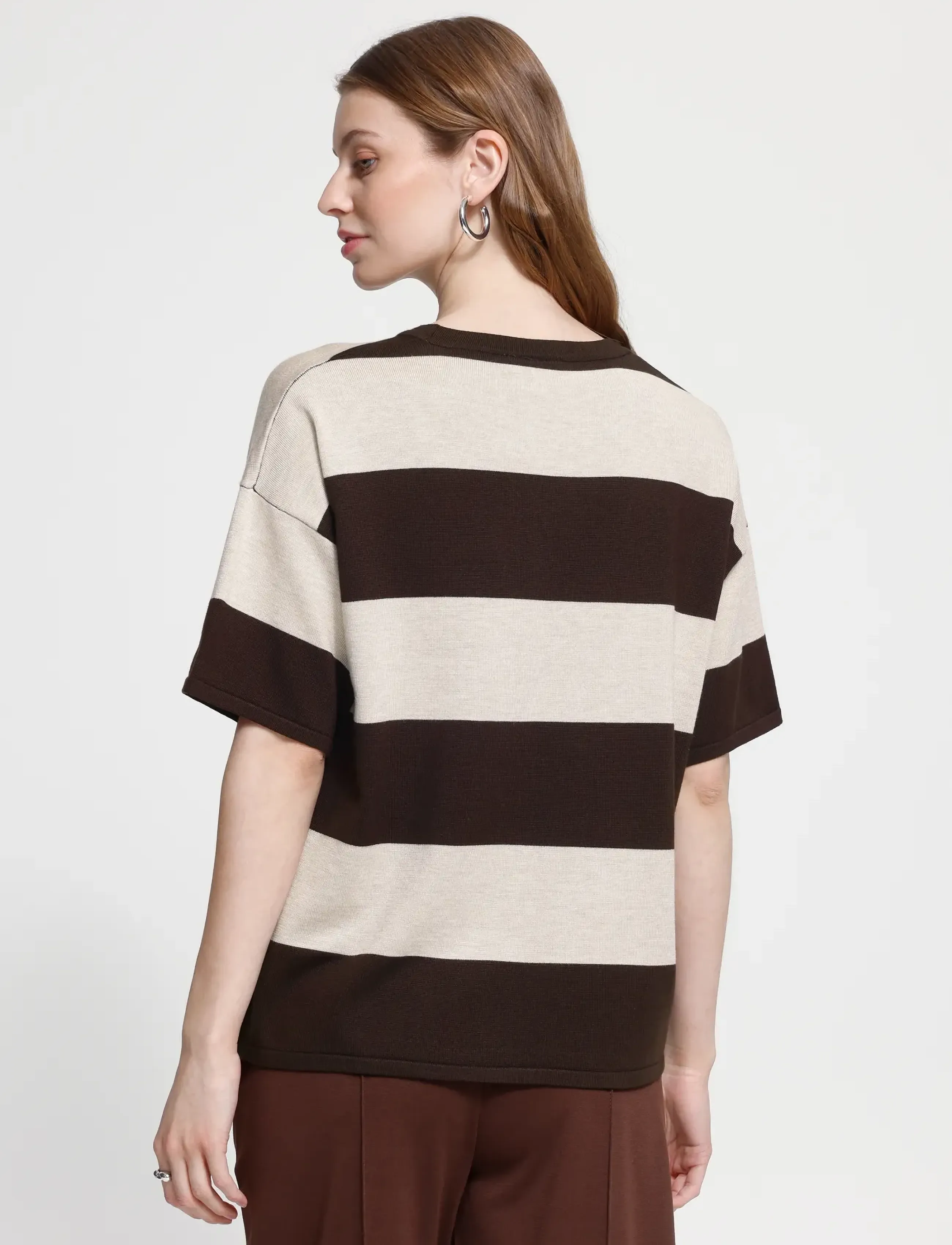 ICHI - IHLULS LOOSE SS - t-shirts - wide stripe chocolate torte - 3