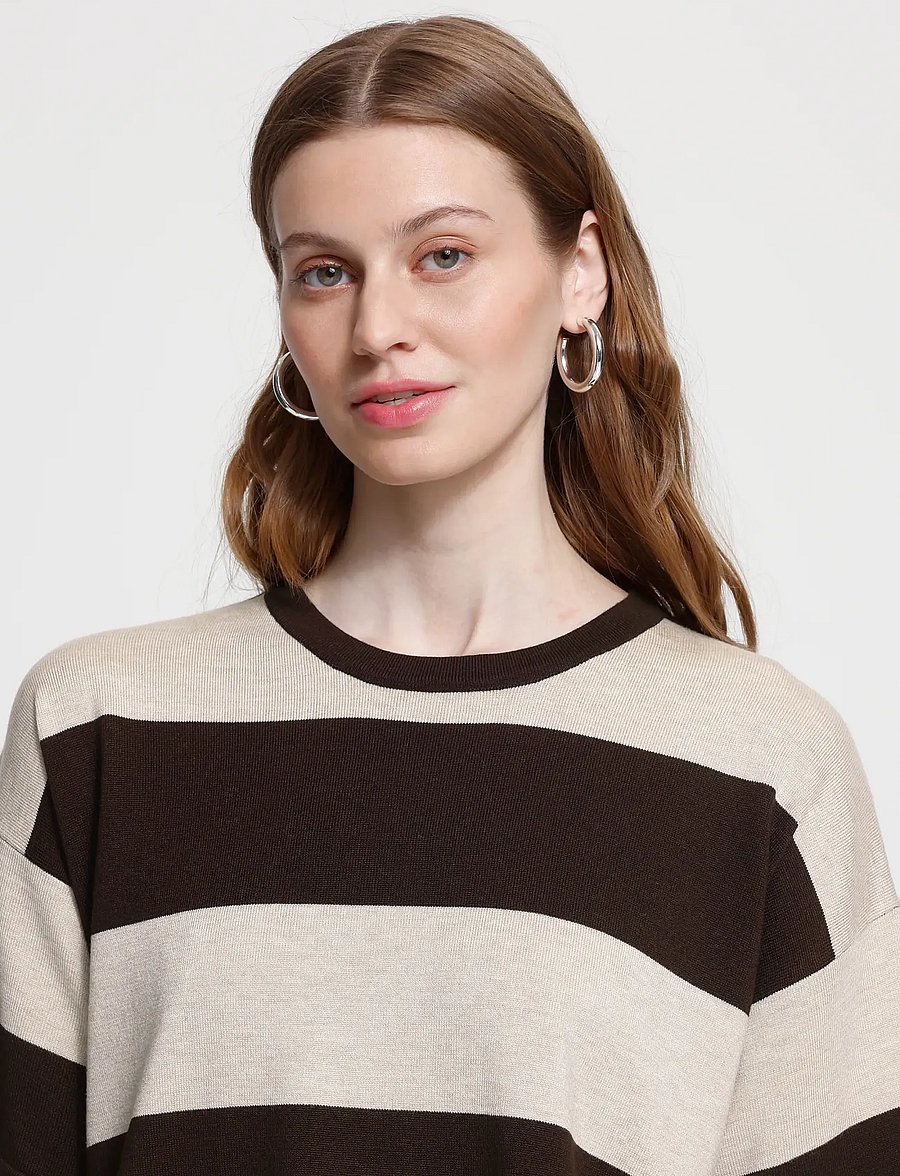 ICHI - IHLULS LOOSE SS - t-shirts - wide stripe chocolate torte - 4