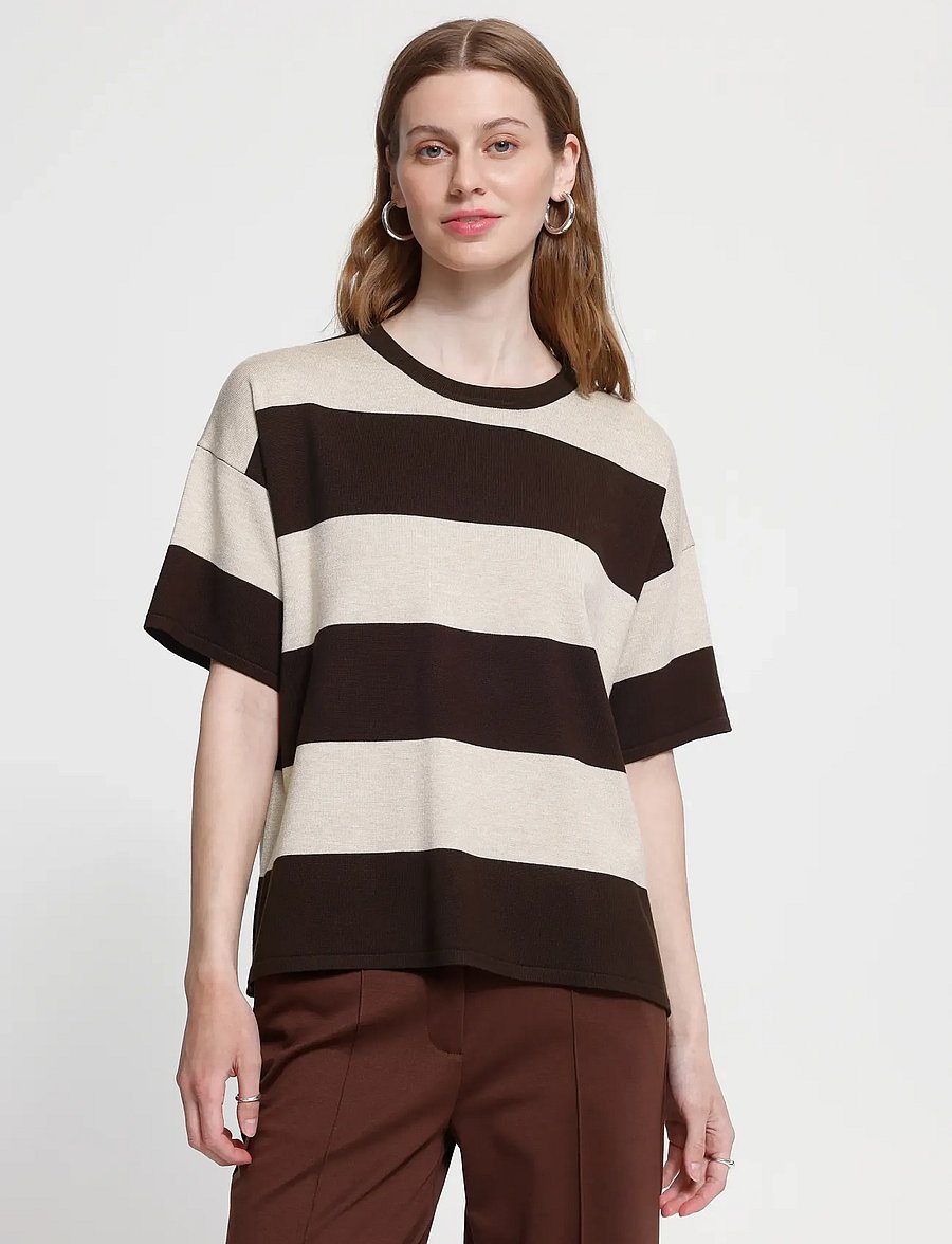 ICHI - IHLULS LOOSE SS - t-shirts - wide stripe chocolate torte - 5