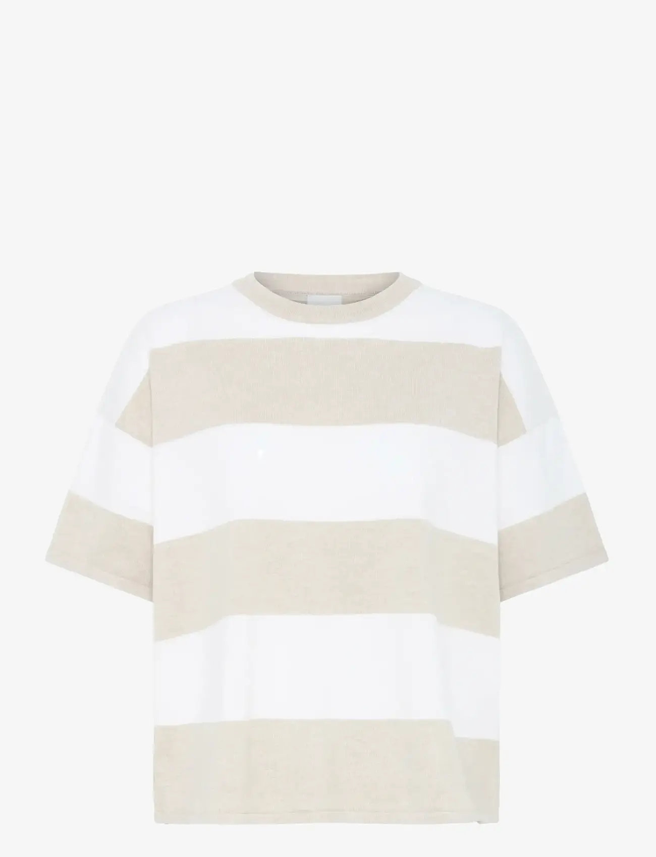 ICHI - IHLULS LOOSE SS - jumpers - wide oatmeal white stripe - 1
