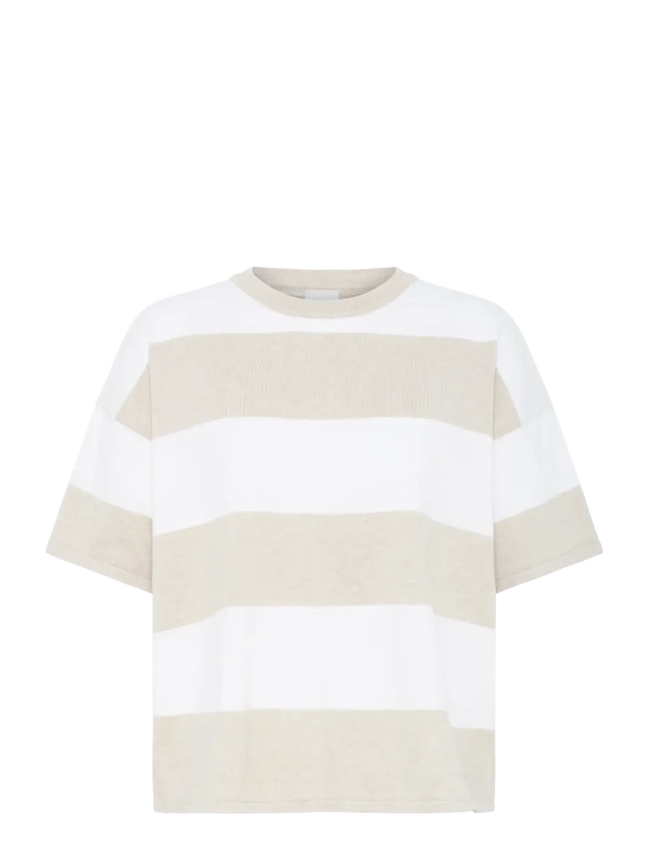 ICHI IHLULS LOOSE SS - Kampaania - WIDE OATMEAL WHITE STRIPE / white