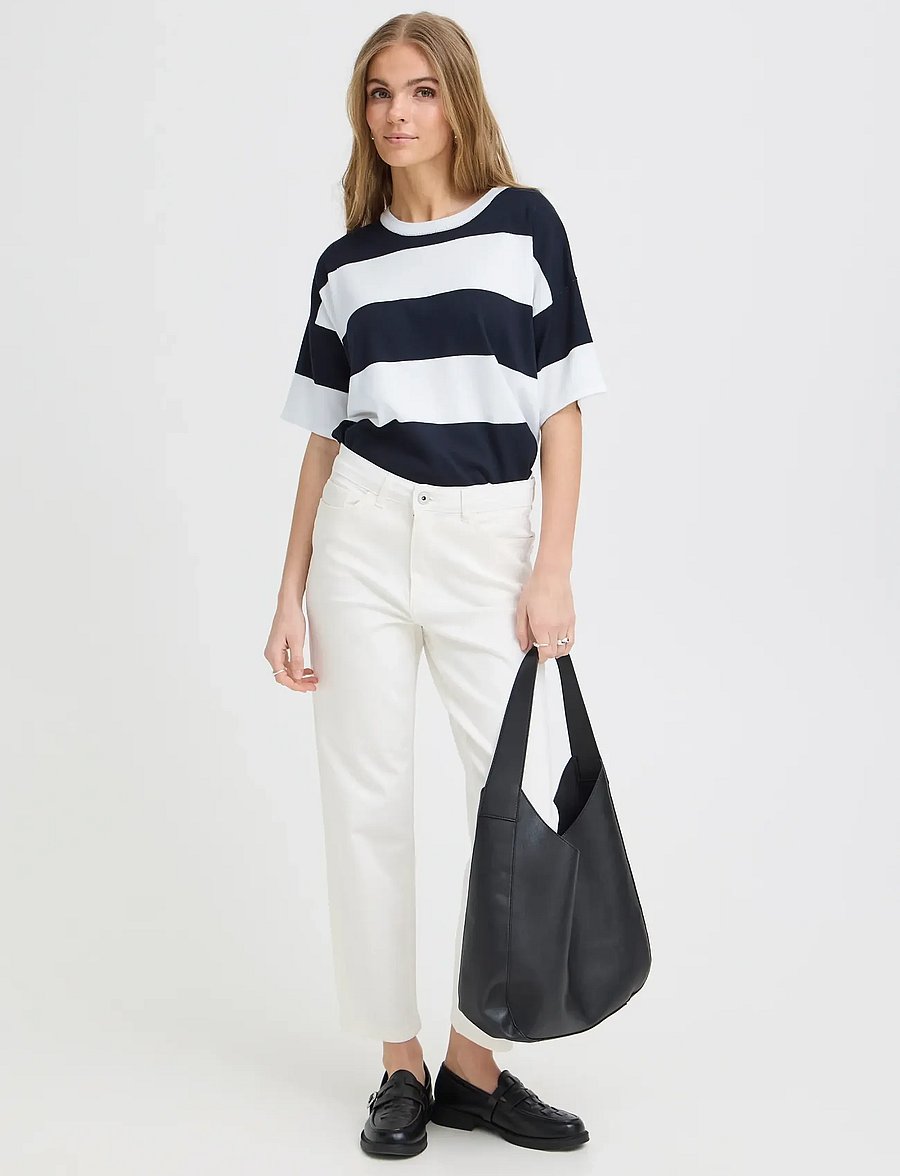 ICHI - IHLULS LOOSE SS - pullover - wide total ec white stripe - 0