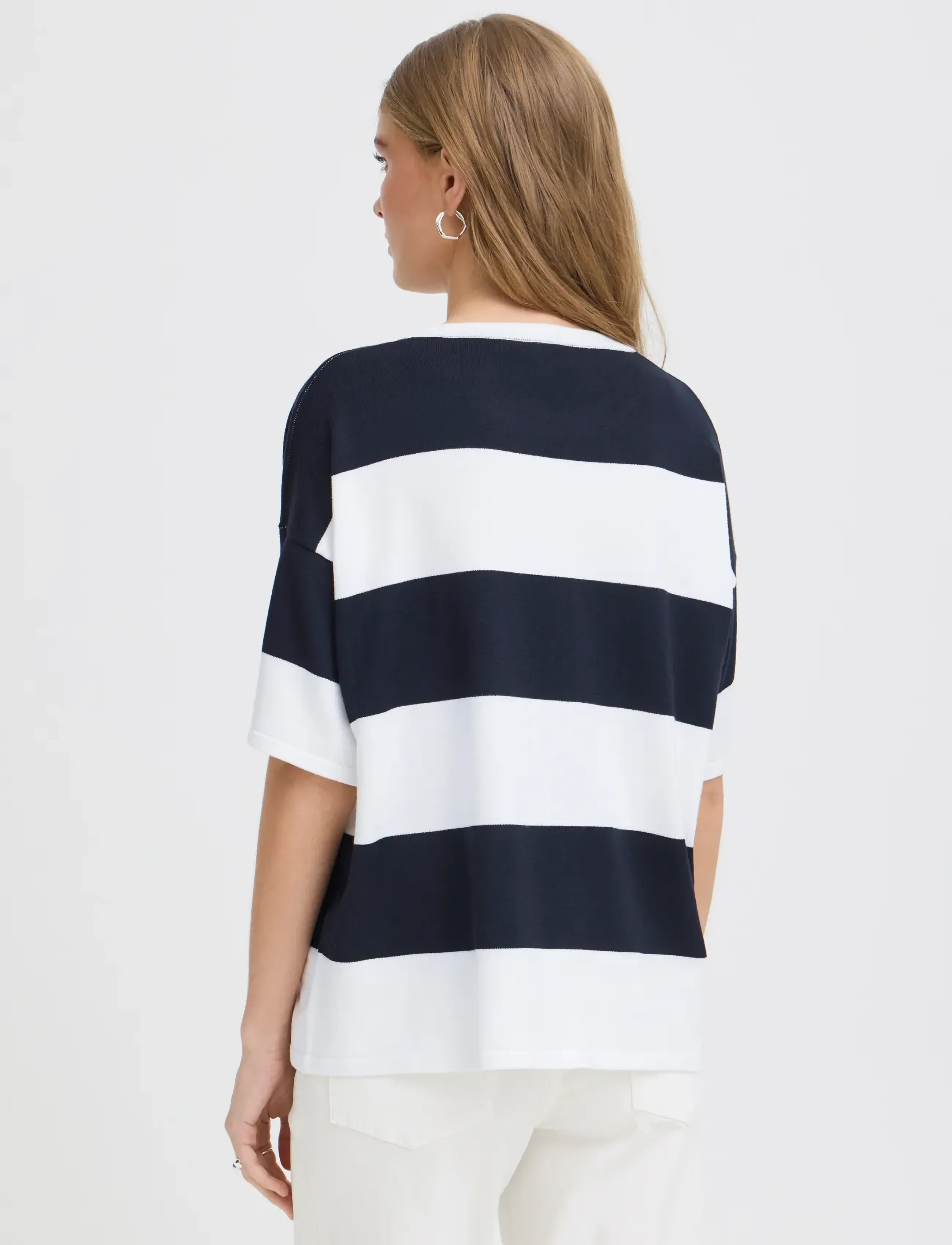 ICHI - IHLULS LOOSE SS - pullover - wide total ec white stripe - 3