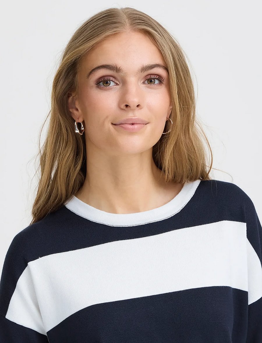 ICHI - IHLULS LOOSE SS - pullover - wide total ec white stripe - 4