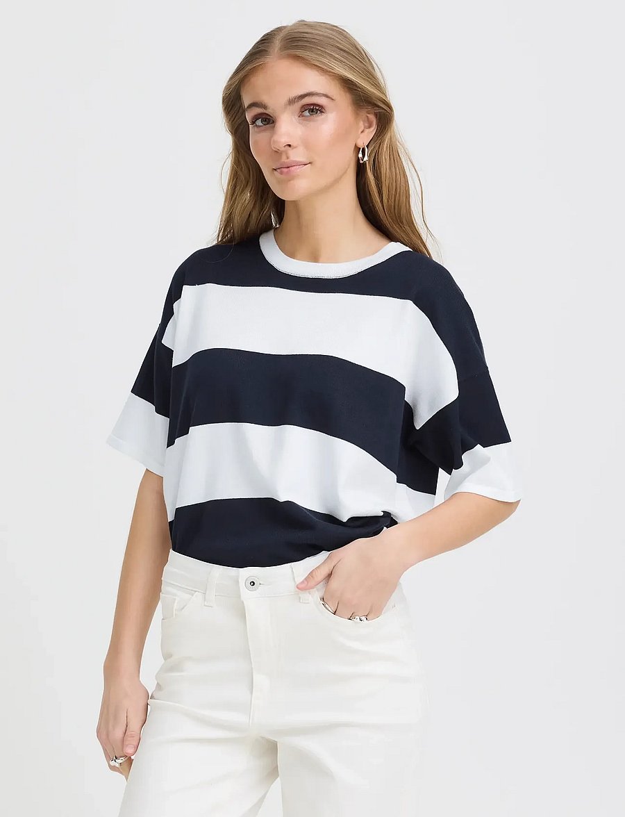ICHI - IHLULS LOOSE SS - pullover - wide total ec white stripe - 5
