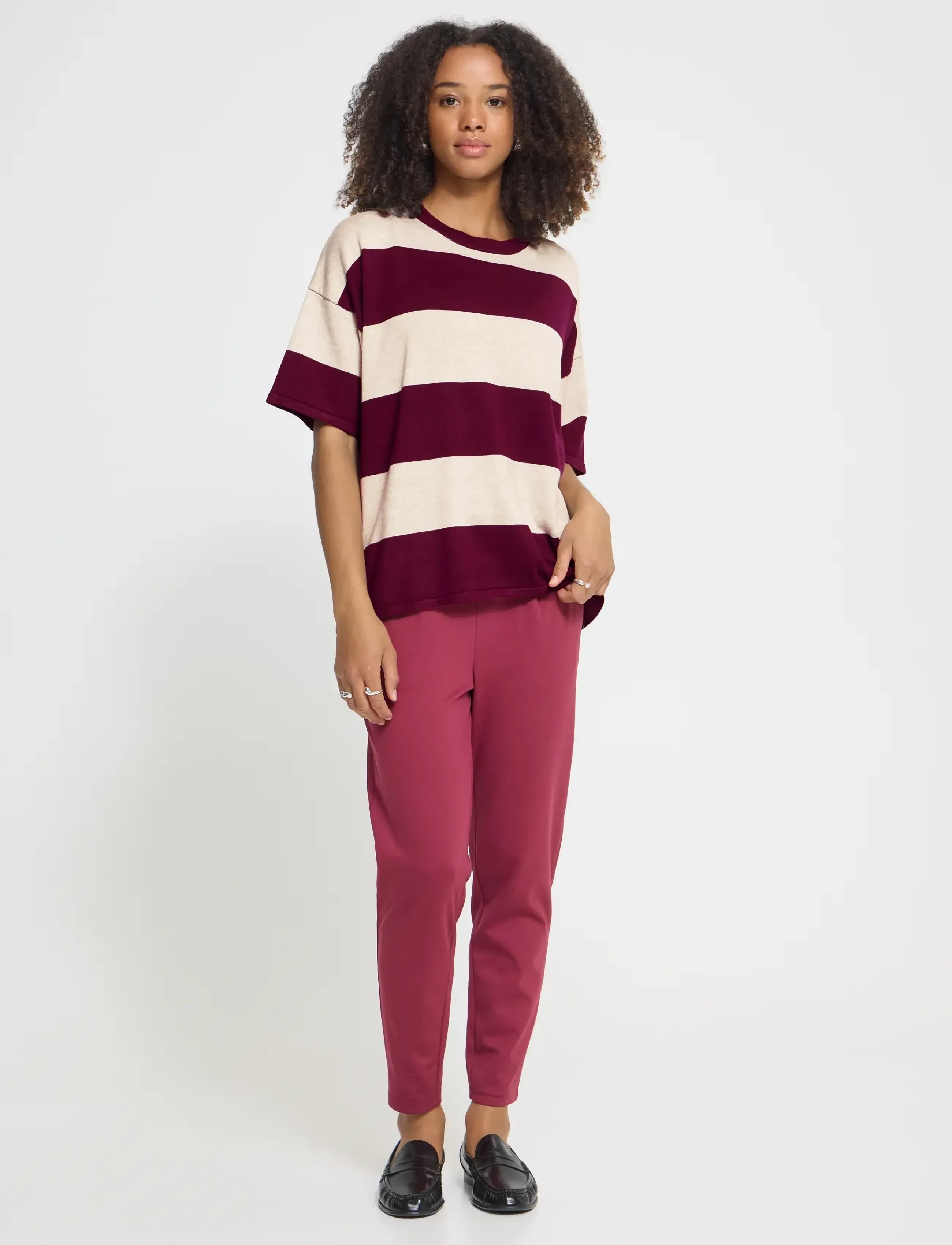 ICHI - IHLULS LOOSE SS - striktrøjer - wide stripe rhododendron - 0