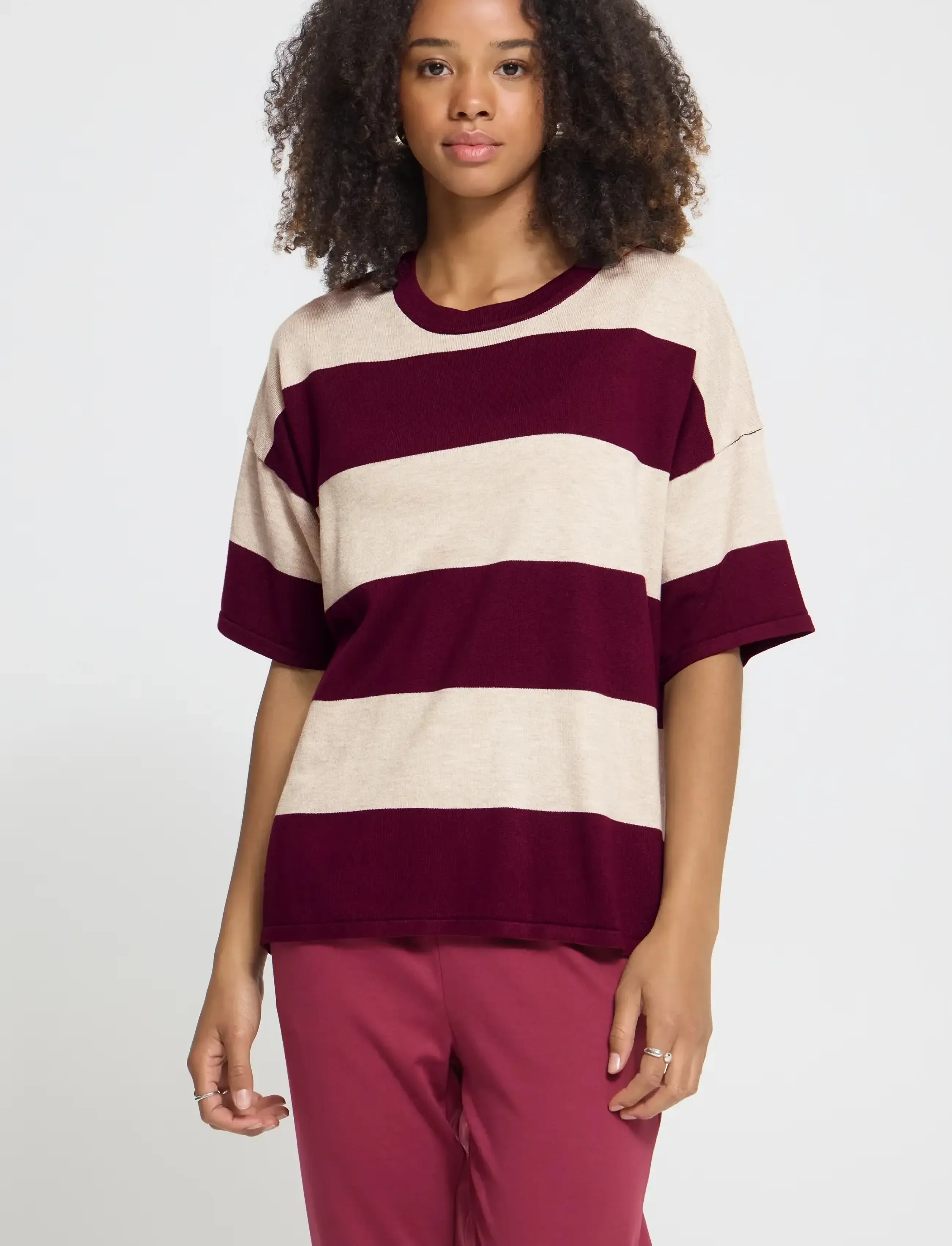 ICHI - IHLULS LOOSE SS - striktrøjer - wide stripe rhododendron - 5