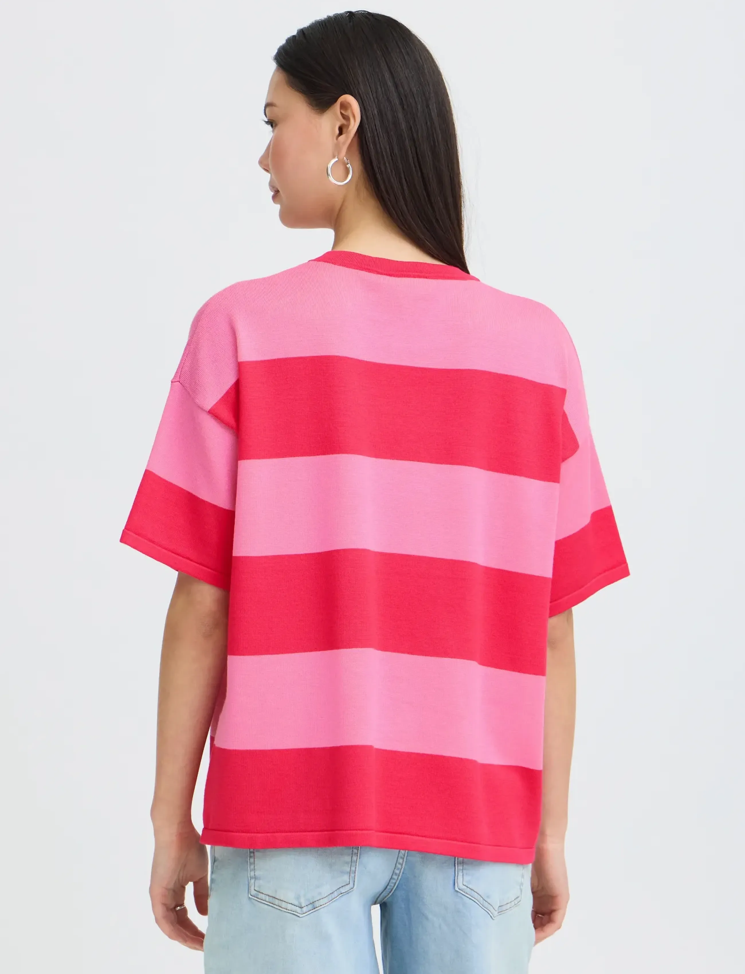 ICHI - IHLULS LOOSE SS - laveste priser - wide azalea pink stripe - 3