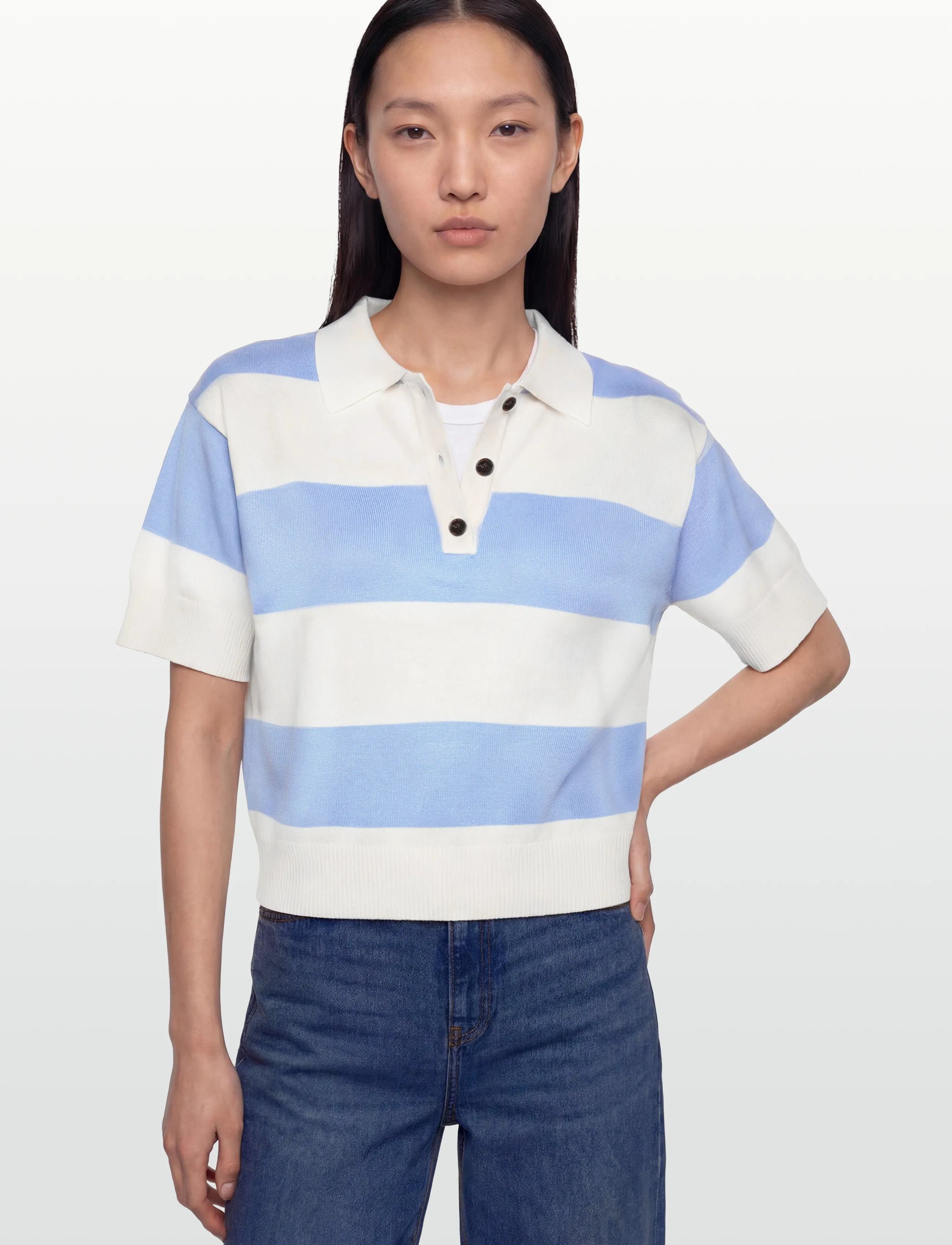 ICHI - IHLULS POLO SS - laveste priser - wide cloud belair stripe - 3