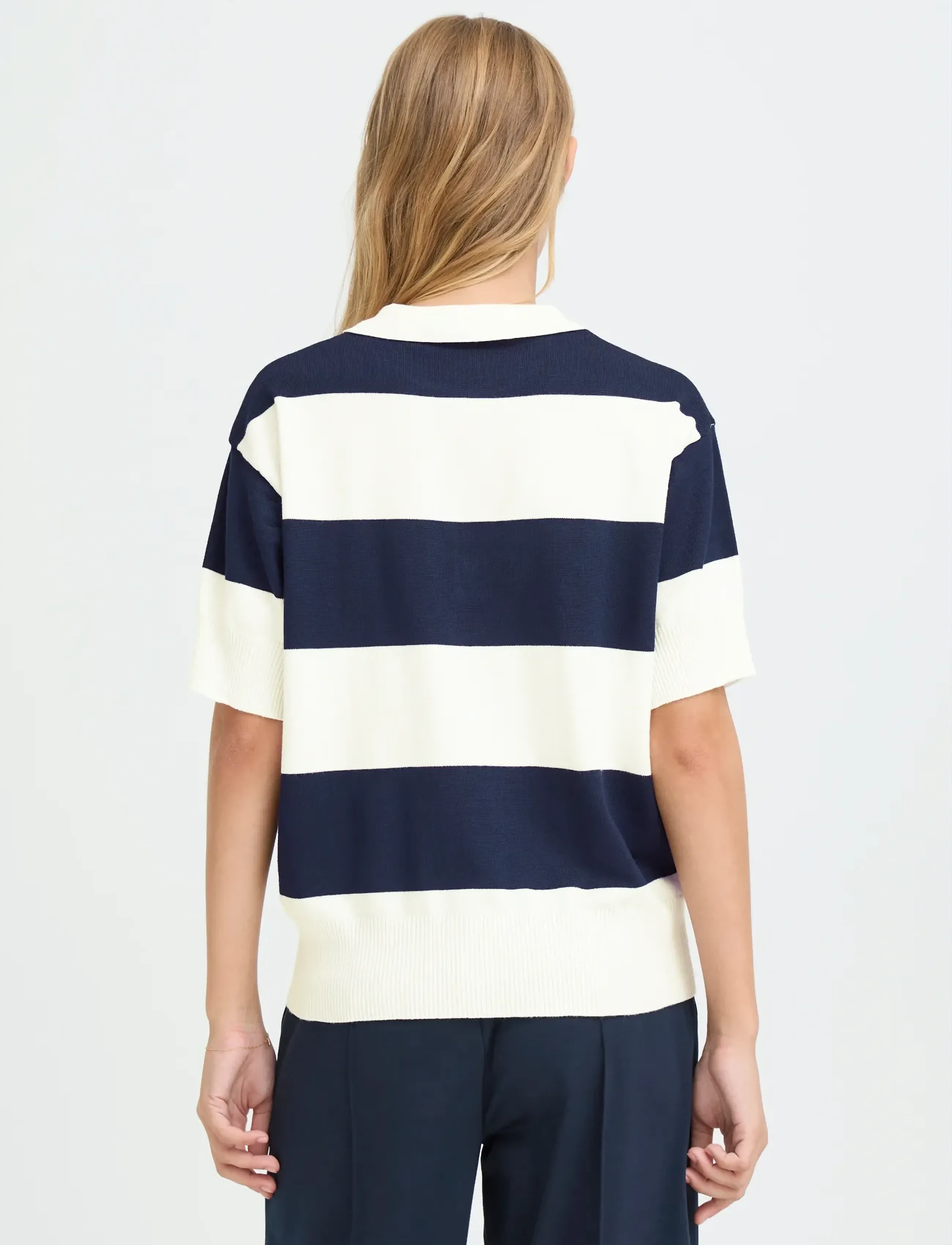ICHI - IHLULS POLO SS - laveste priser - wide total ec white stripe - 4