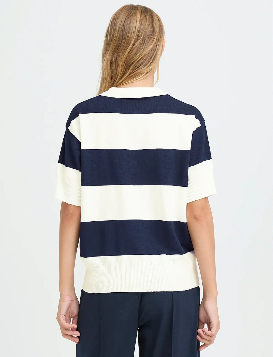 ICHI - IHLULS POLO SS - polosärgid - wide total ec white stripe - 4