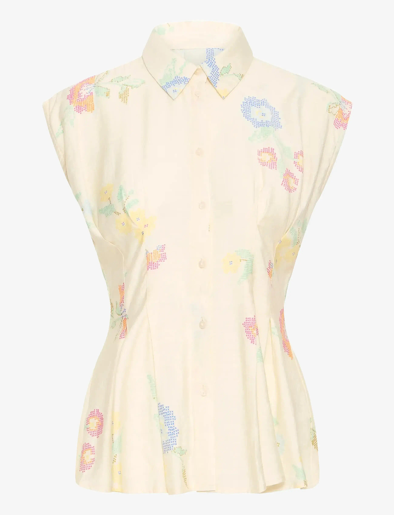 ICHI - IHGINNI SH - short-sleeved shirts - cross stitch flowers - 1