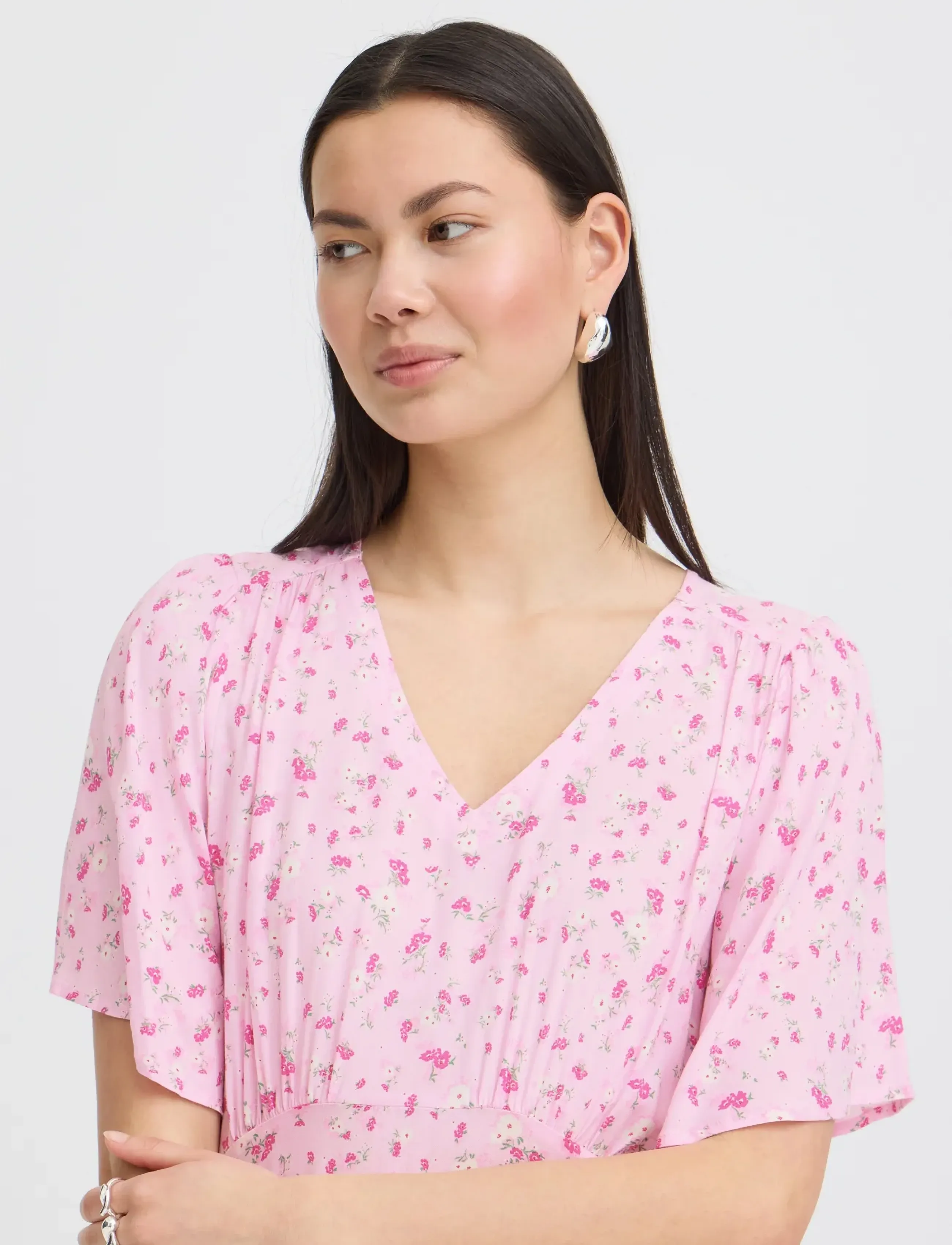 ICHI IHVERA DR42 - Midikleidid - PINK LADY FLOWER / pink/rose