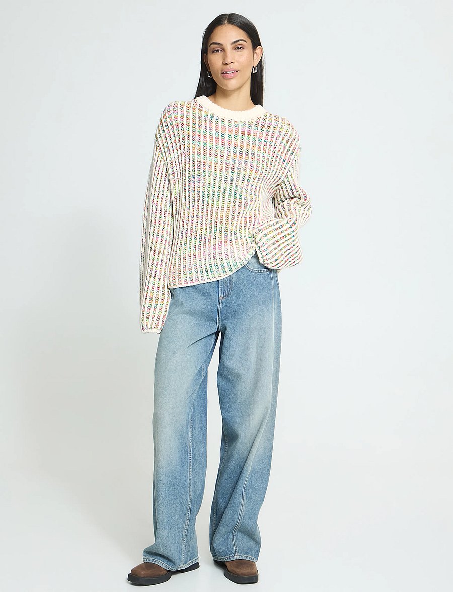 ICHI - IHANILA LS - jumpers - cloud dancer w multicolor - 0
