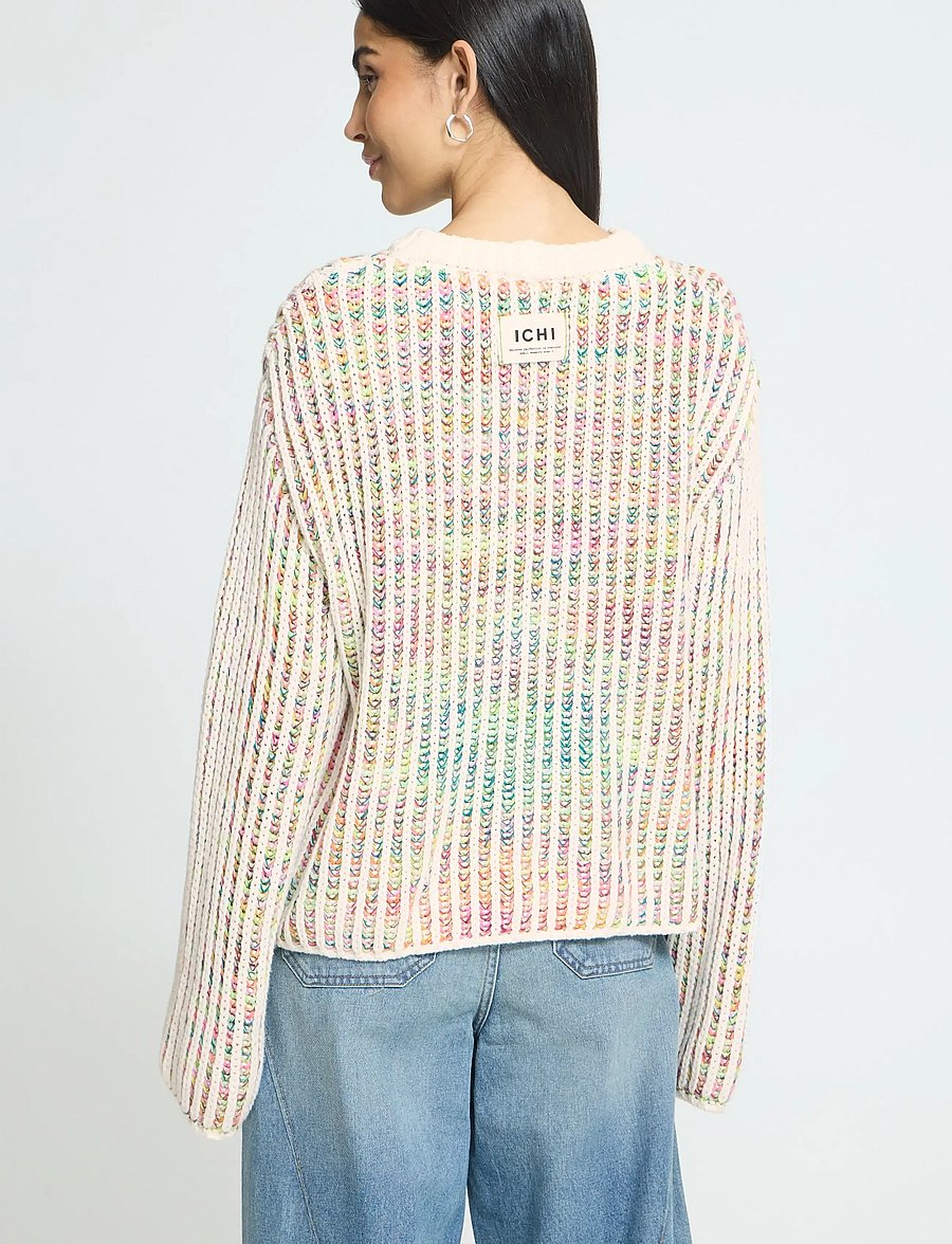 ICHI - IHANILA LS - jumpers - cloud dancer w multicolor - 3
