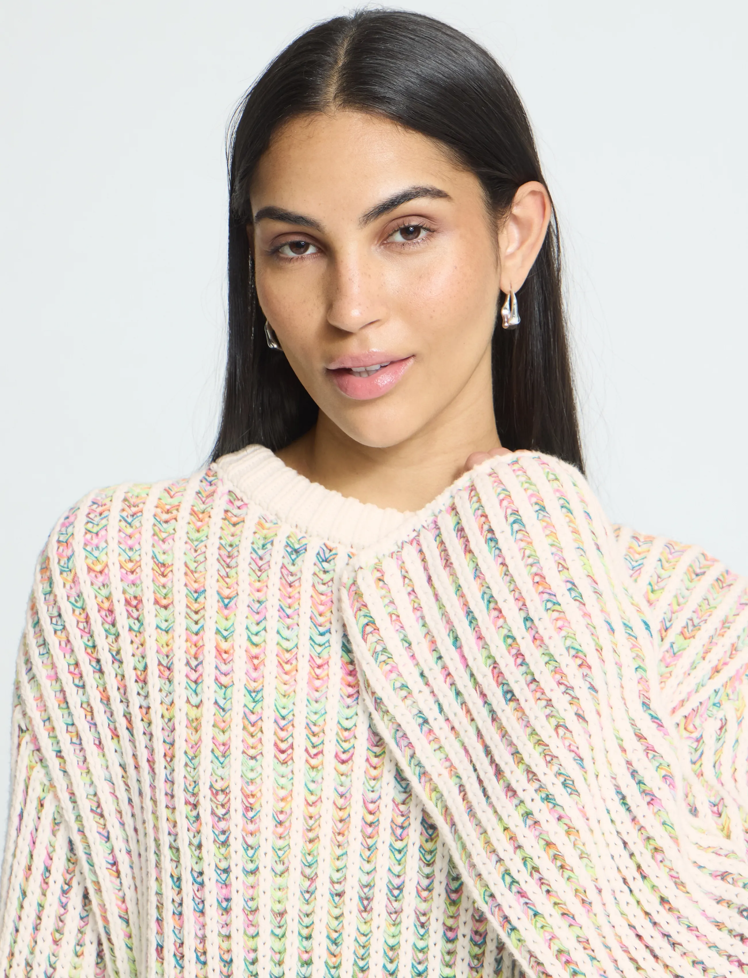 ICHI - IHANILA LS - cloud dancer w multicolor - 4