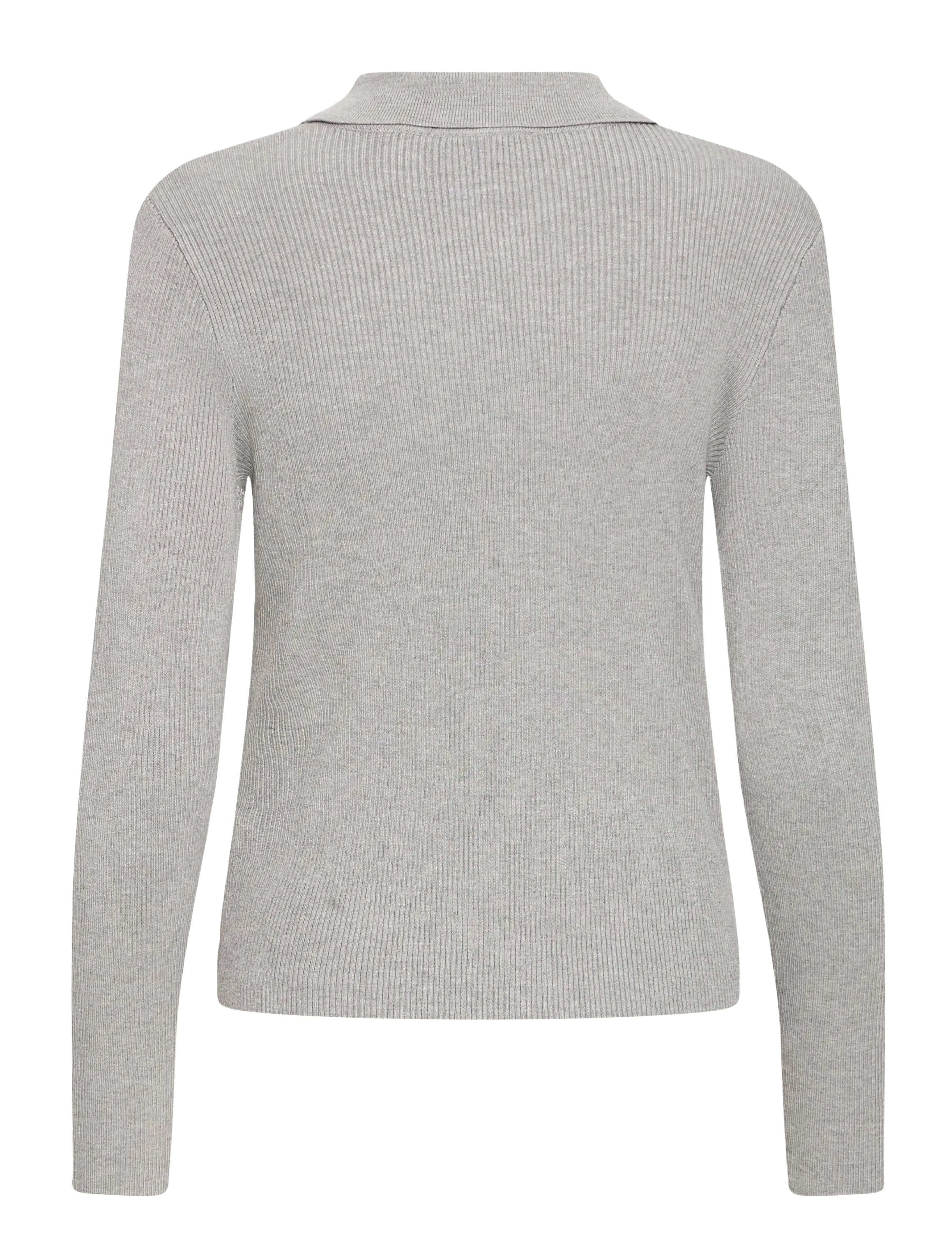 ICHI - IHLULS RIB POLO CA - strickjacken - light grey melange - 1