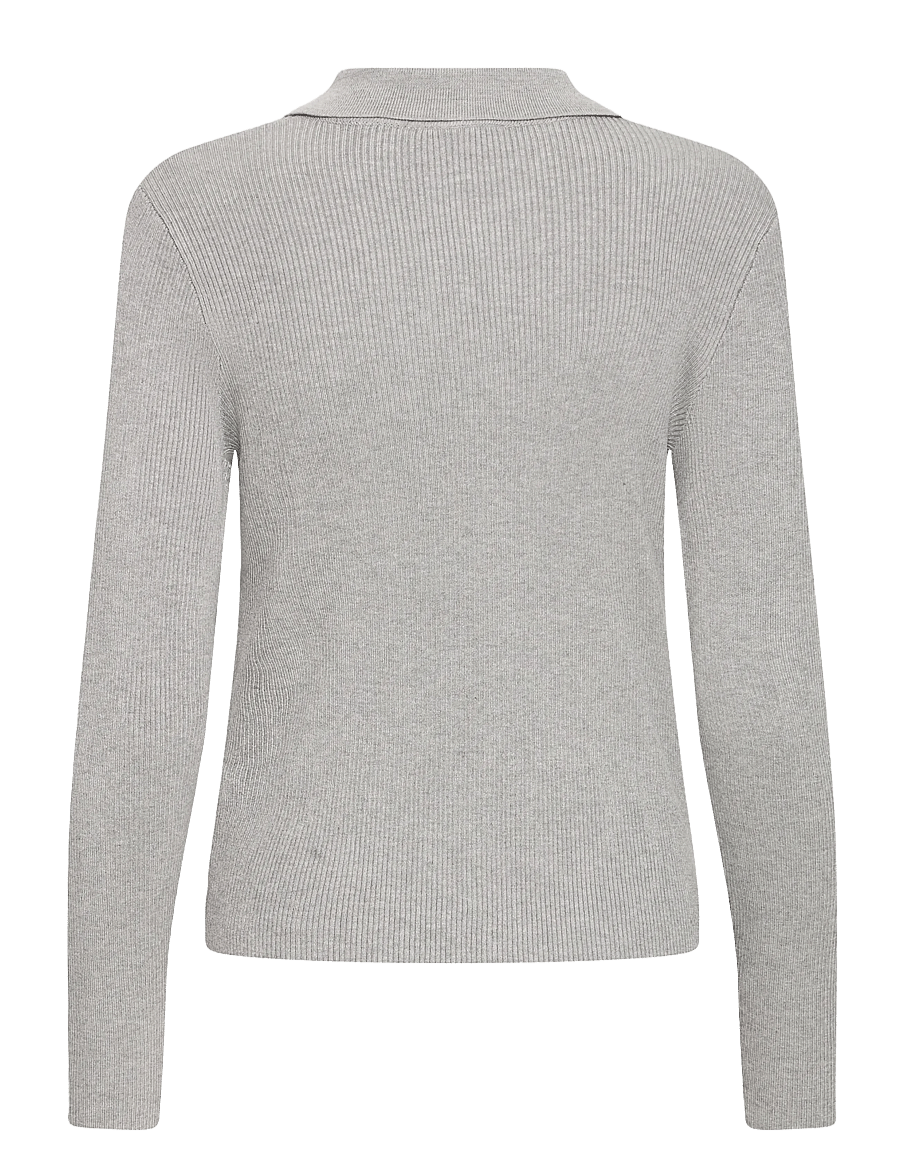 ICHI - IHLULS RIB POLO CA - strickjacken - light grey melange - 1