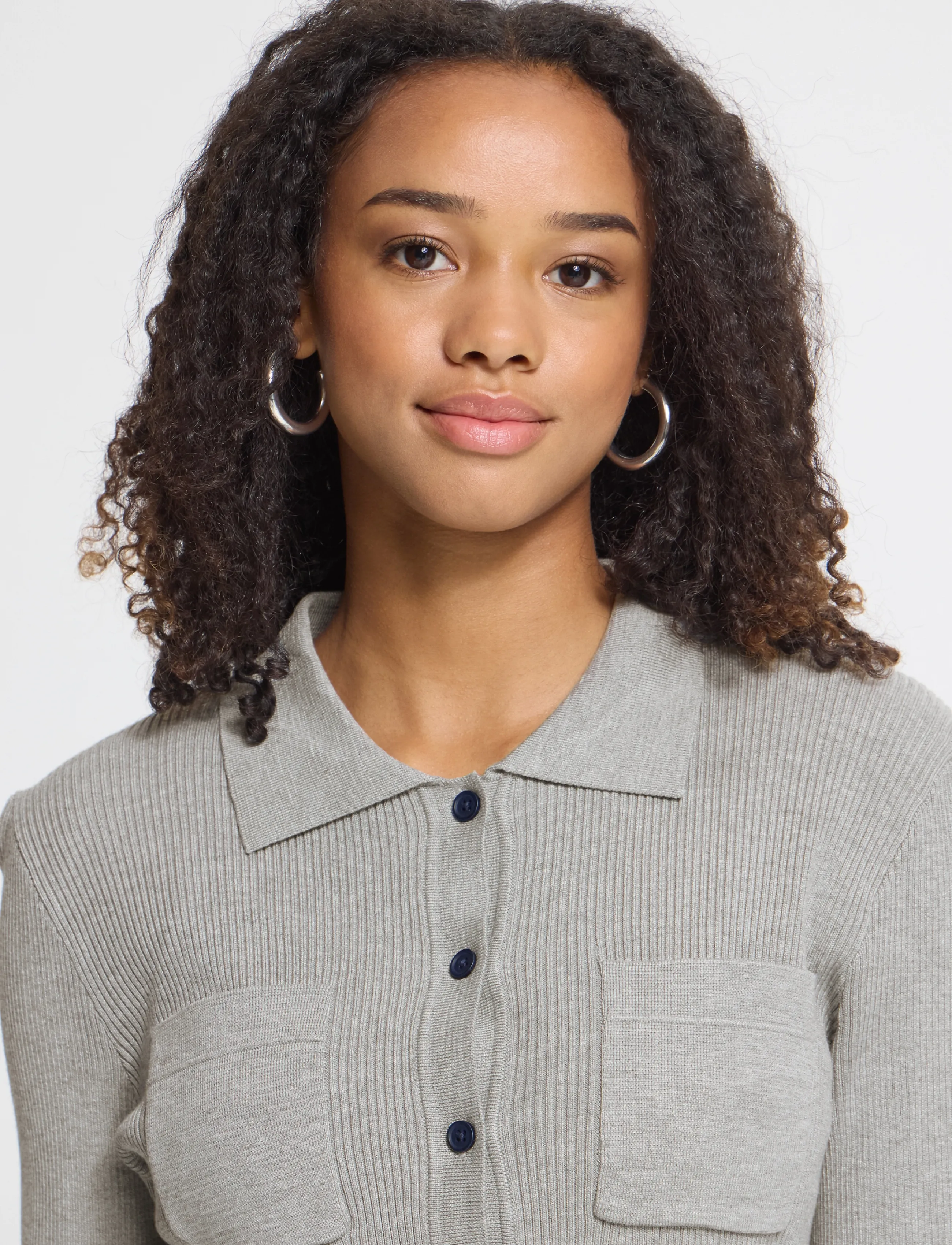 ICHI - IHLULS RIB POLO CA - strickjacken - light grey melange - 2