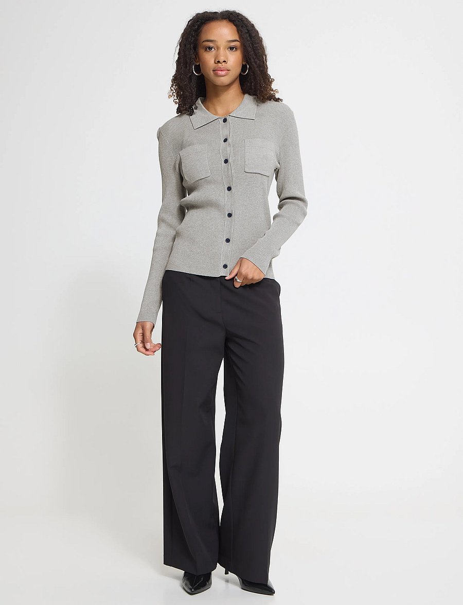 ICHI - IHLULS RIB POLO CA - strickjacken - light grey melange - 4