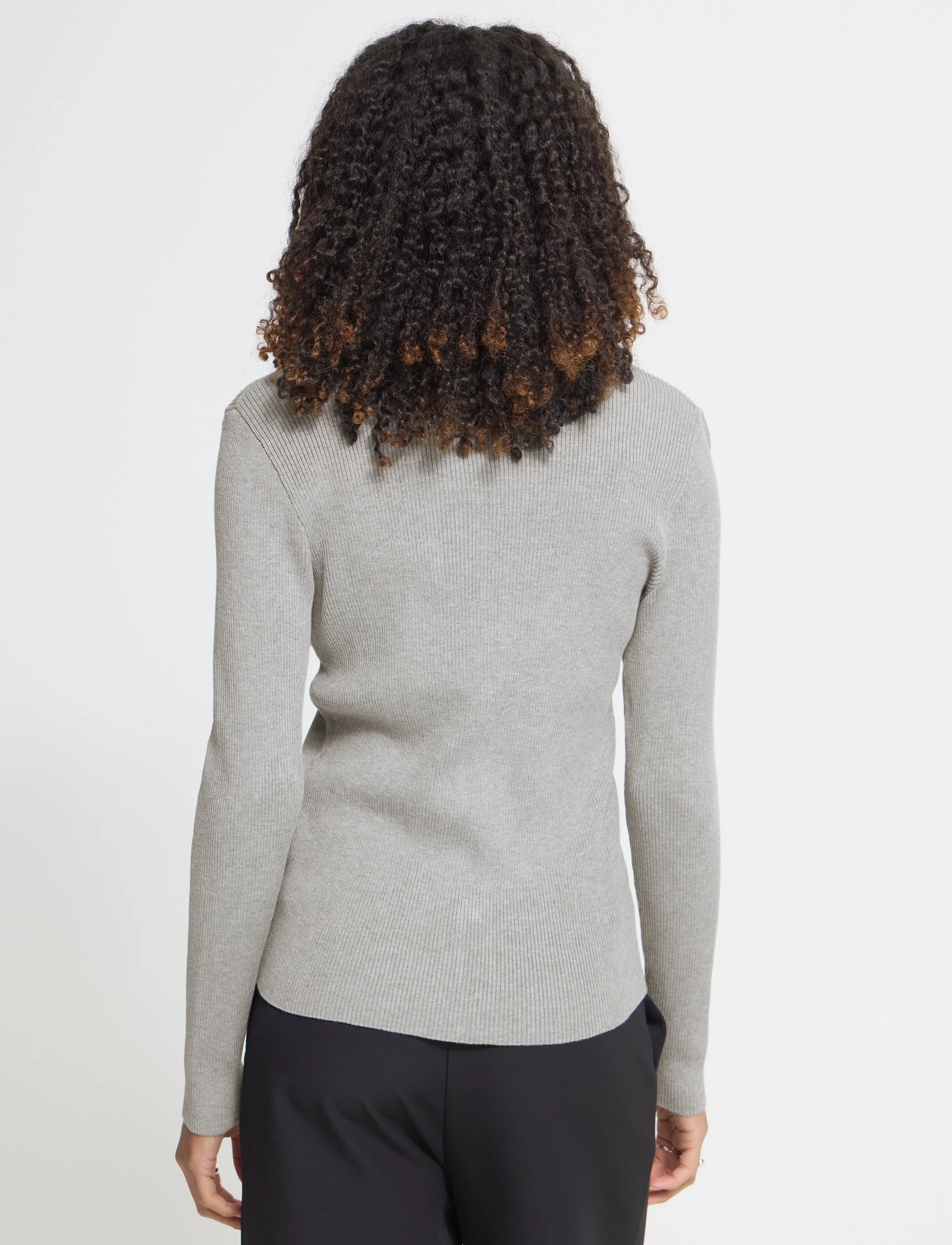 ICHI IHLULS RIB POLO CA - Fødselsdag - LIGHT GREY MELANGE / grey