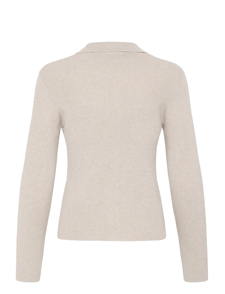 ICHI - IHLULS RIB POLO CA - cardigans - oatmeal melange - 2