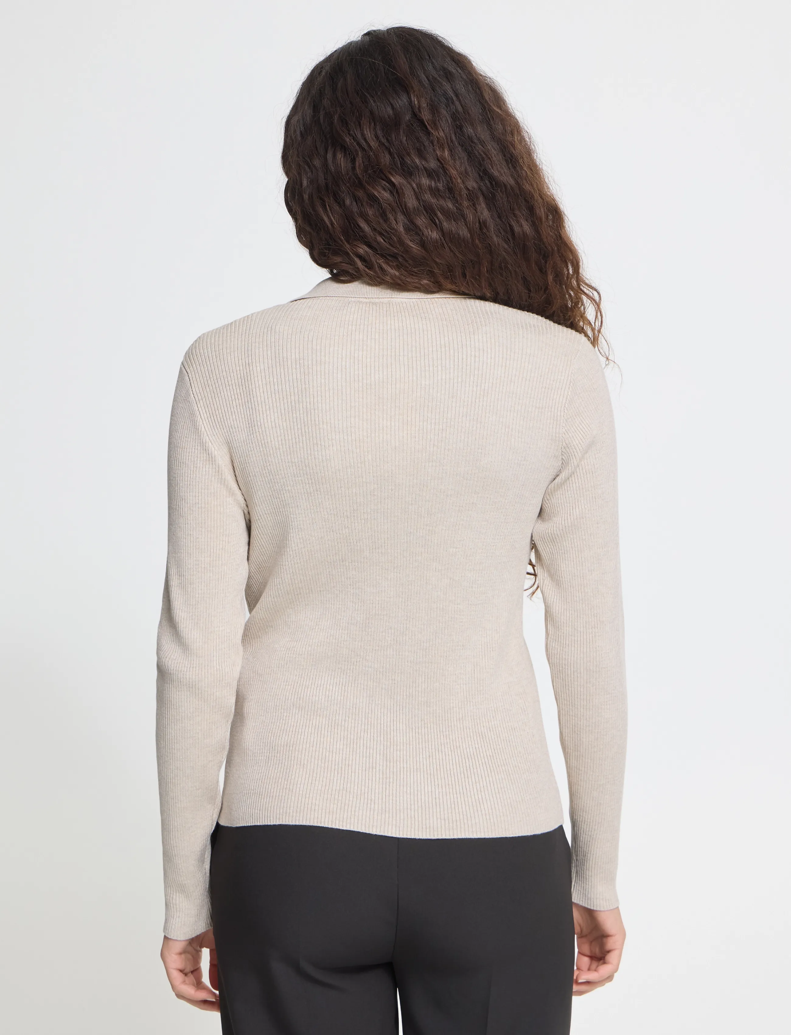 ICHI Ihluls Rib Polo Ca, XS, Beige, Strik > Cardigans, Dame