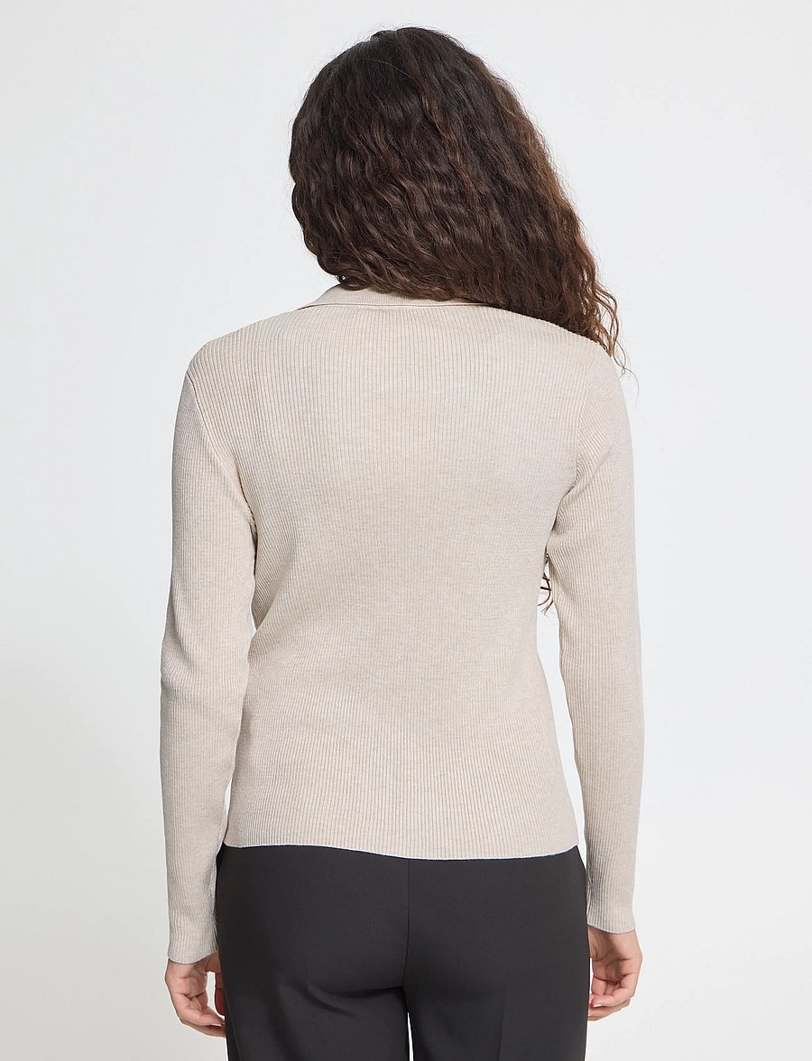 ICHI - IHLULS RIB POLO CA - cardigans - oatmeal melange - 0