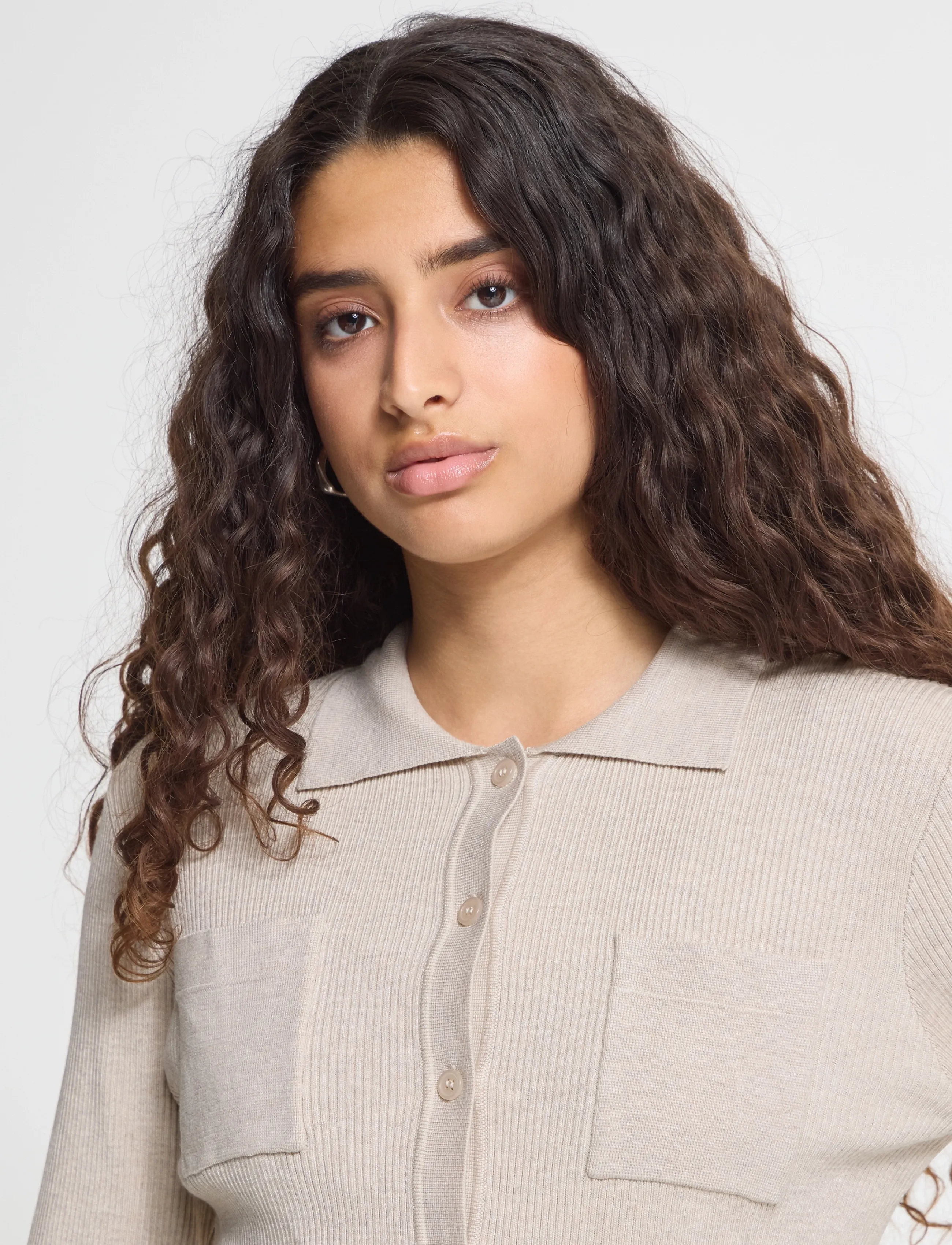 ICHI - IHLULS RIB POLO CA - cardigans - oatmeal melange - 3