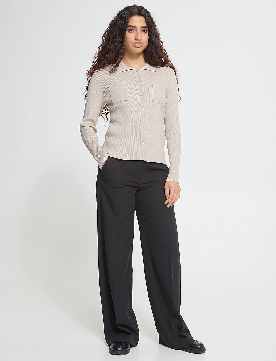 ICHI - IHLULS RIB POLO CA - cardigans - oatmeal melange - 5