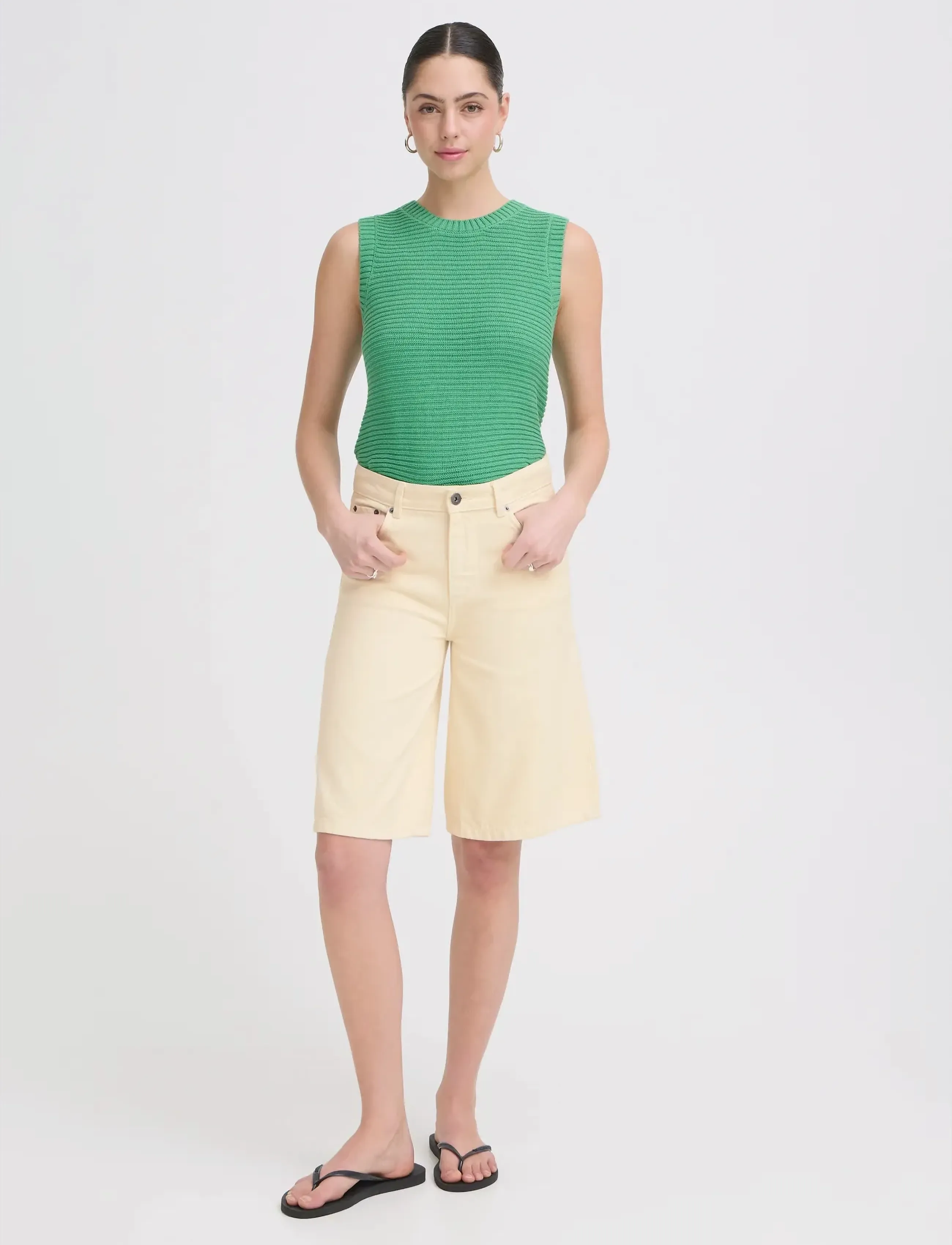 ICHI Ihkirsten Bermuda Sho, 36, Shorts, Creme - Bermudas, Frauen
