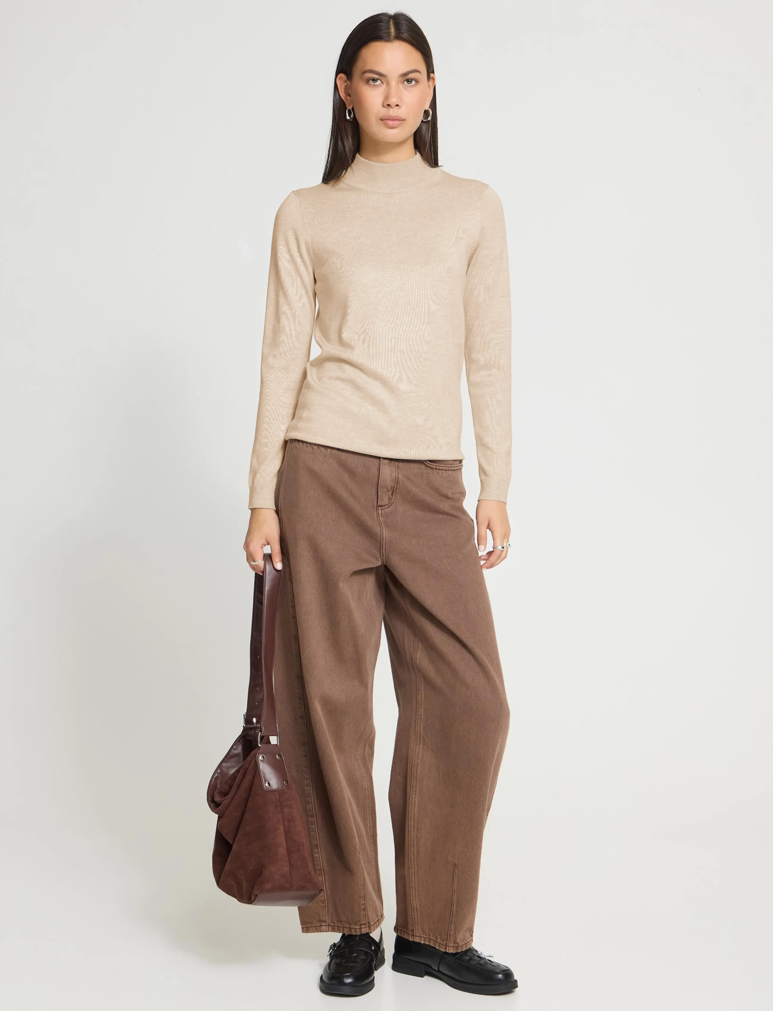 ICHI Ihluls Turtleneck Ls, XL, Knitwear, Beige - Turtleneck, Frauen