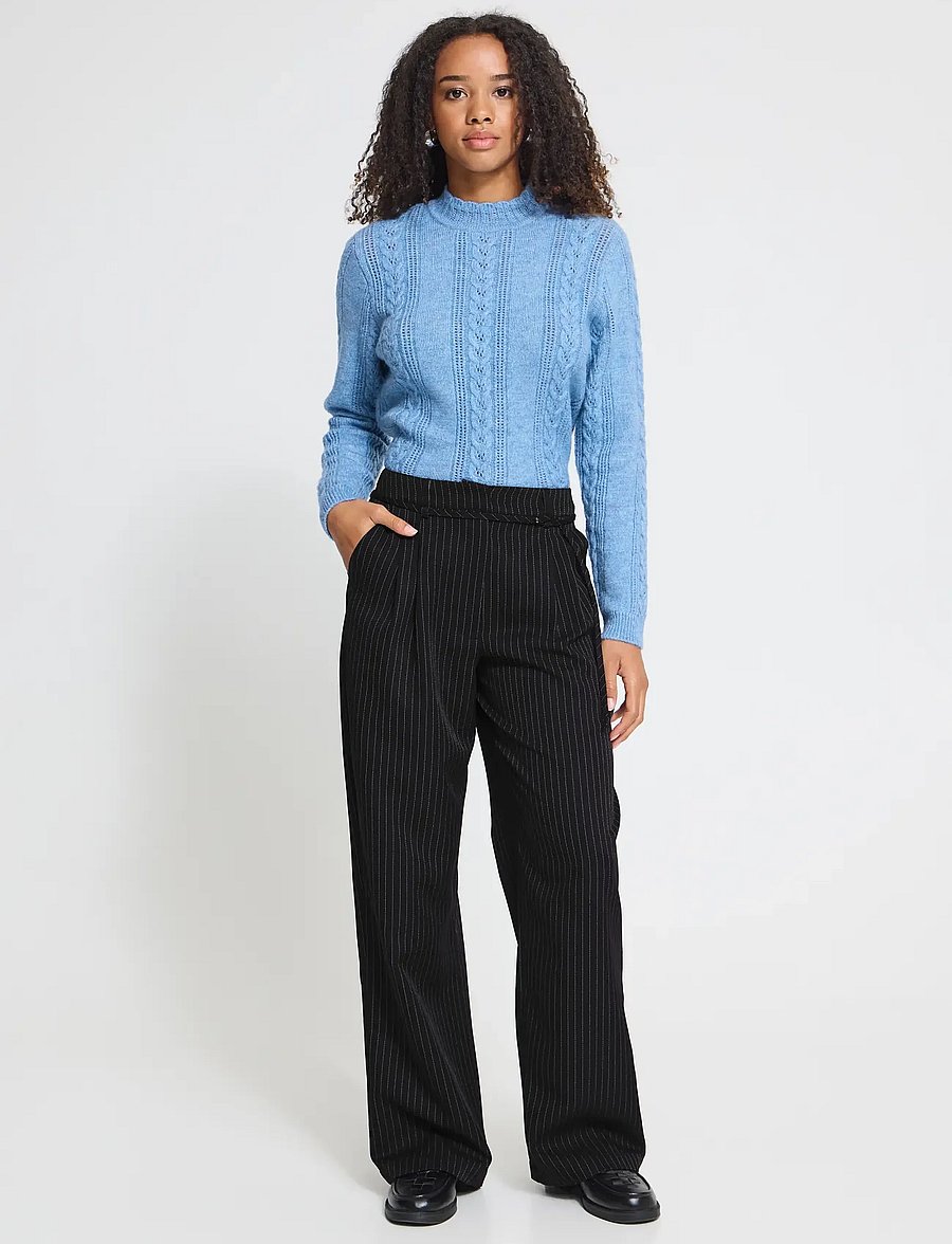 ICHI - IHILYANA PA - hosen mit weitem bein - black / birch pinstripe - 0