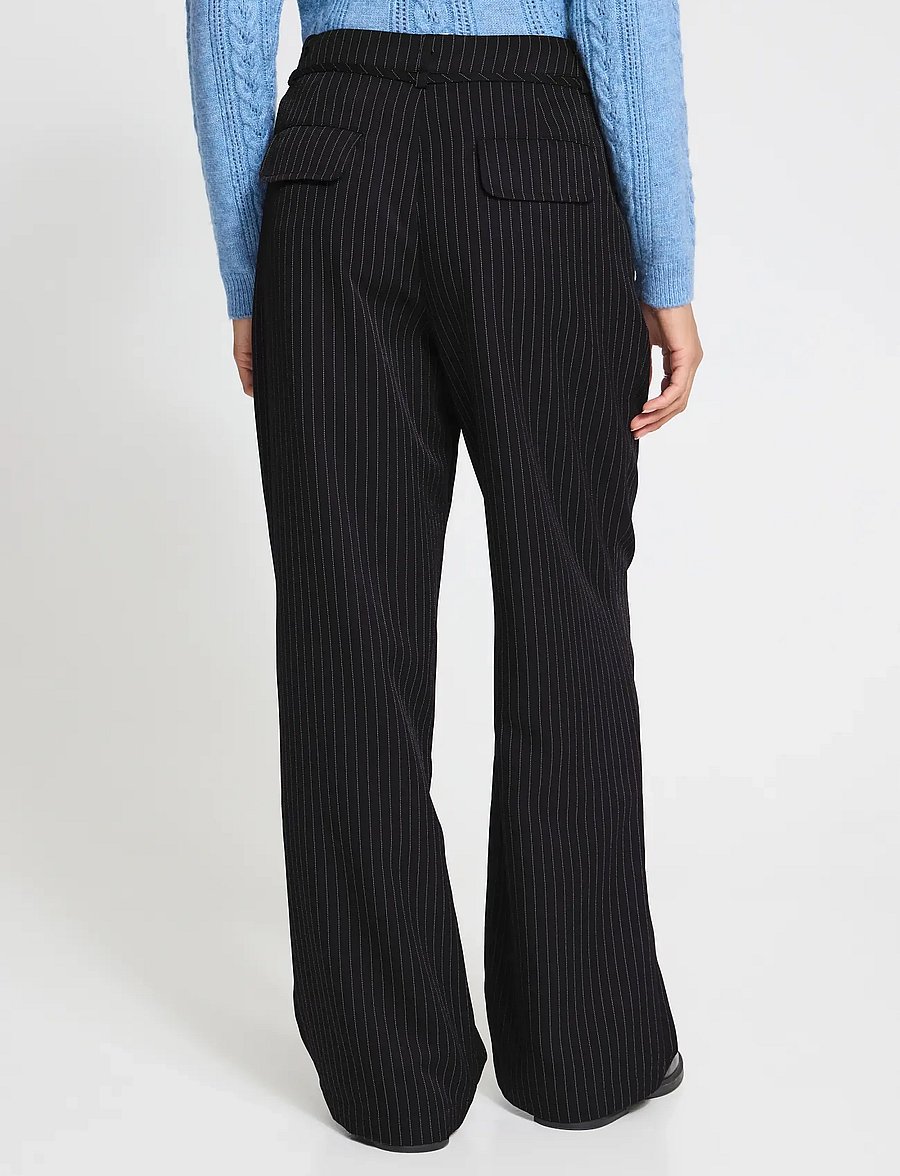 ICHI - IHILYANA PA - hosen mit weitem bein - black / birch pinstripe - 3