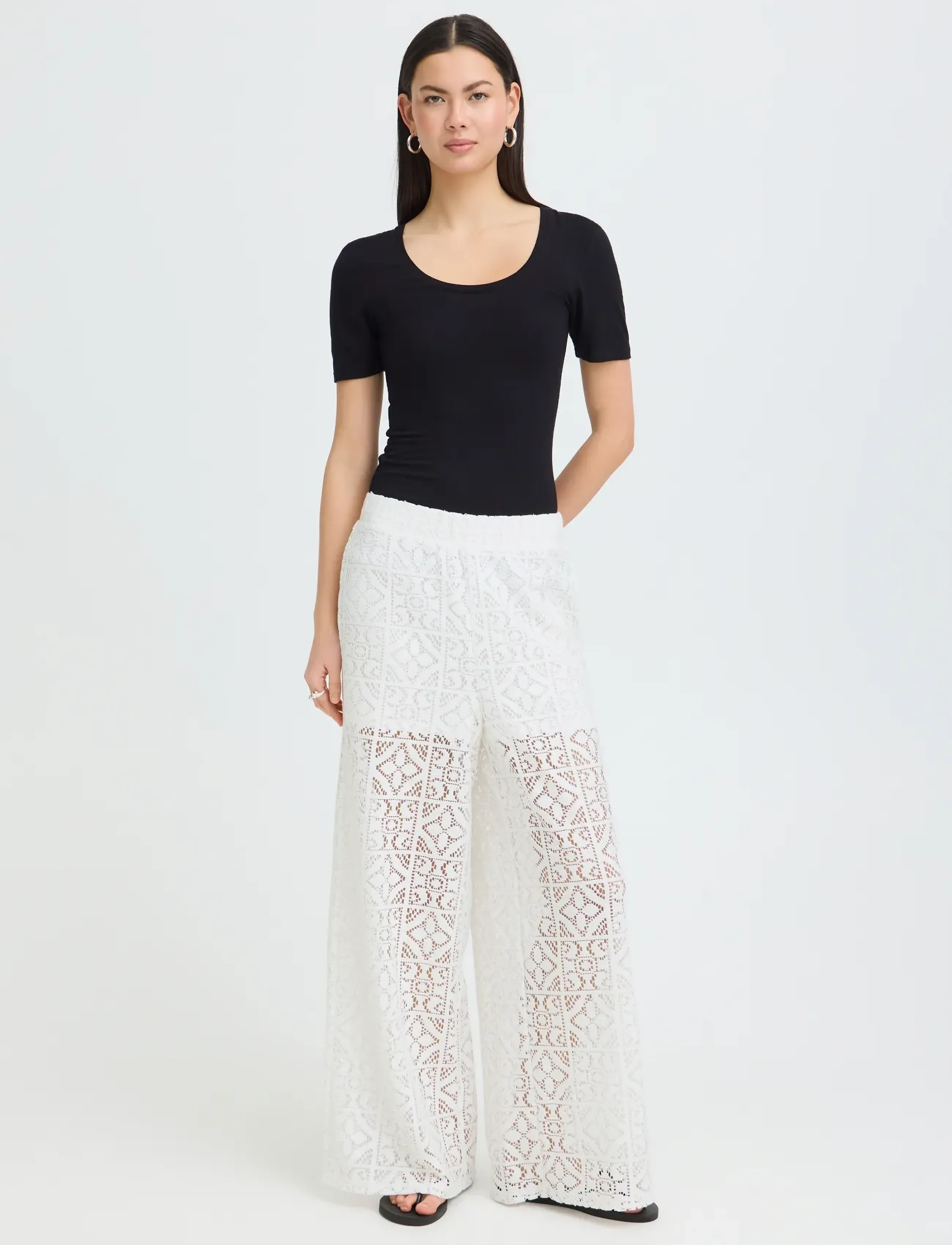 ICHI IHNAIMA PA - Trousers - CLOUD DANCER / white