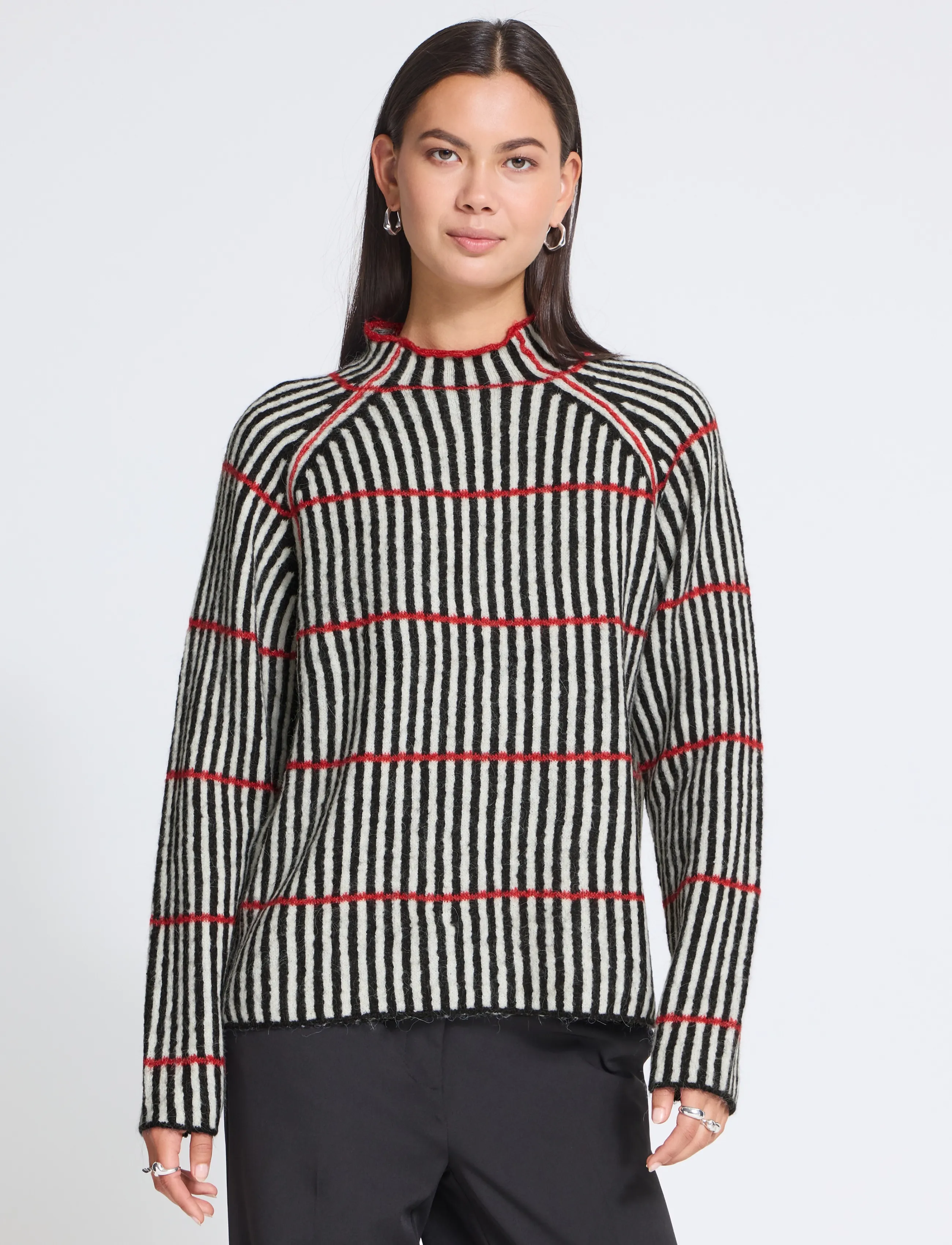ICHI - IHKAMARA LS STRIPE6 - pullover - black white salsa stripe - 5