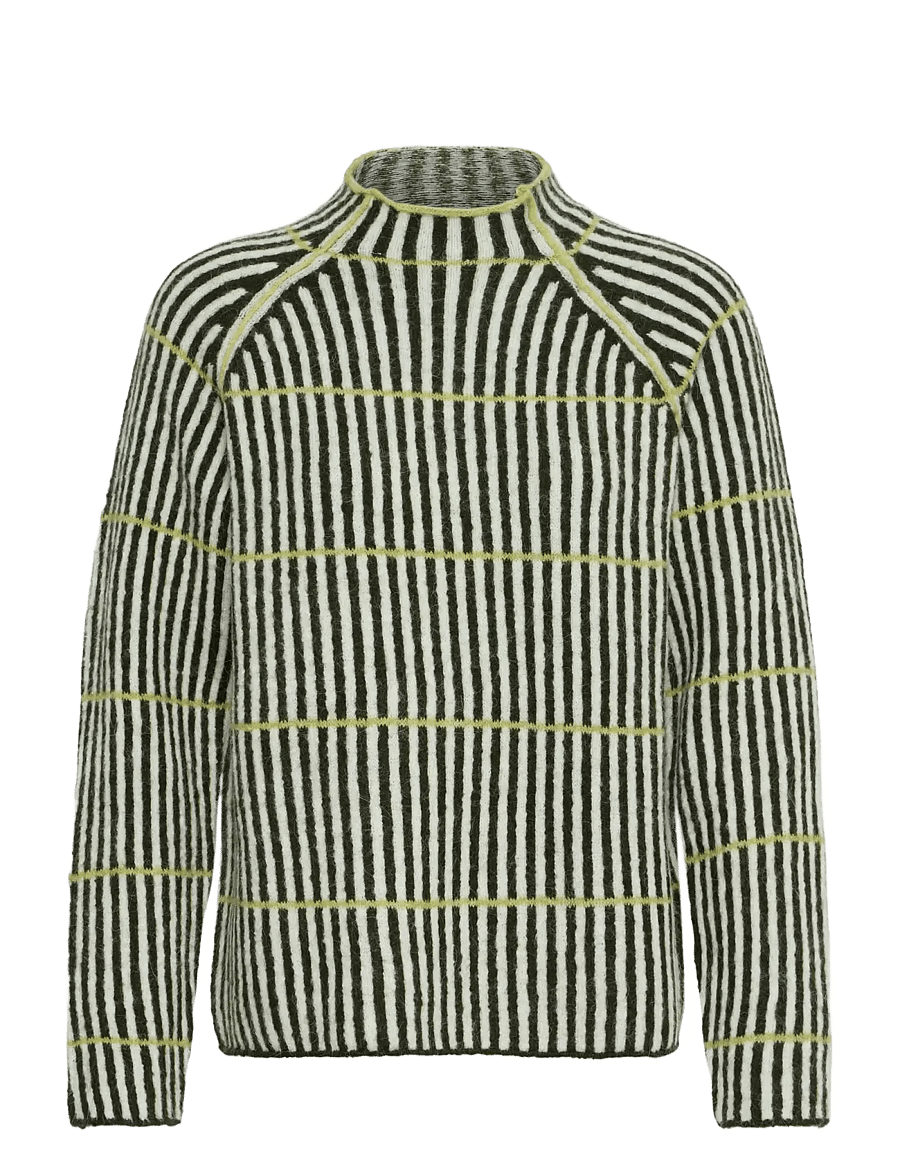 ICHI - IHKAMARA LS STRIPE6 - jumpers - green white leek stripe - 1