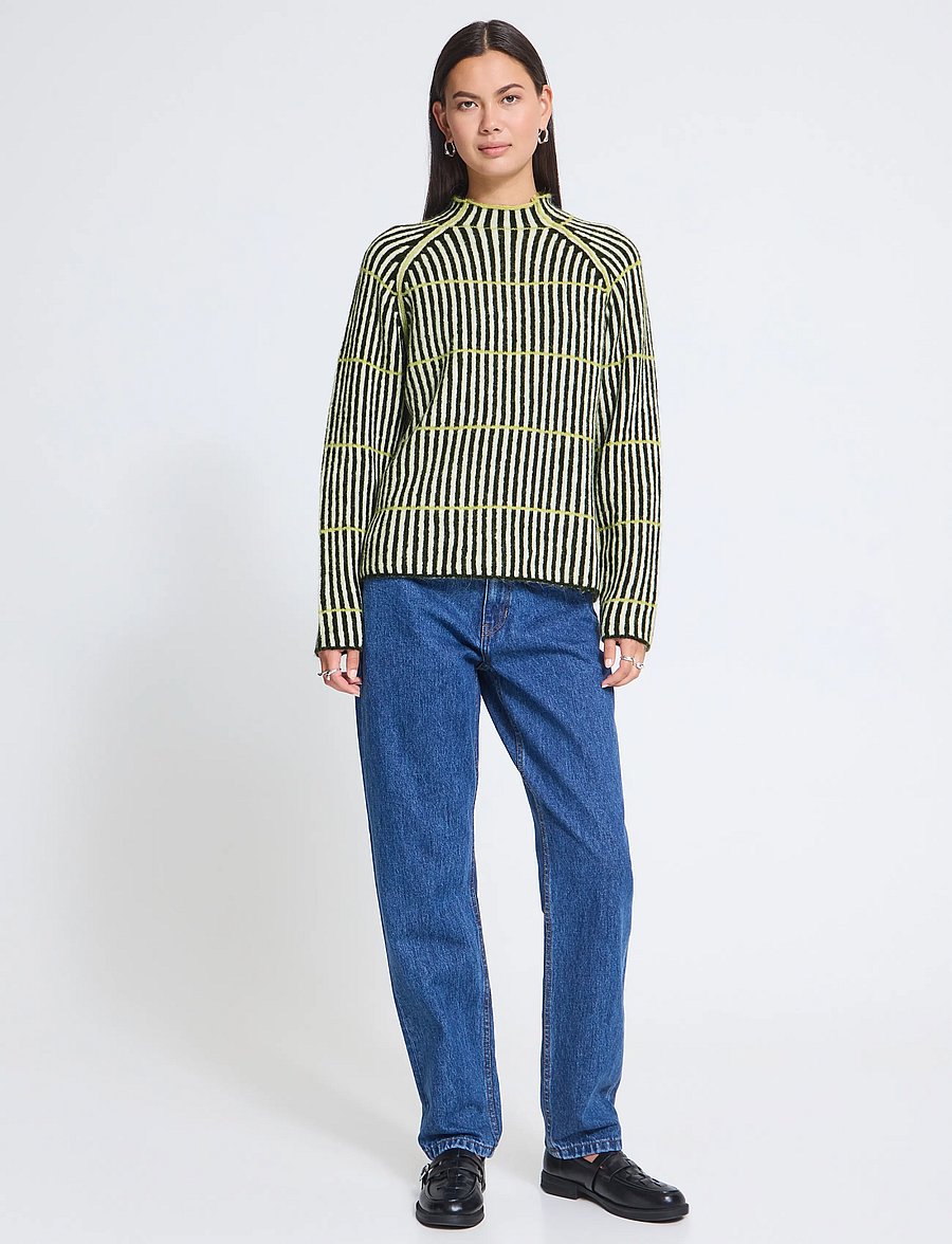 ICHI - IHKAMARA LS STRIPE6 - jumpers - green white leek stripe - 0