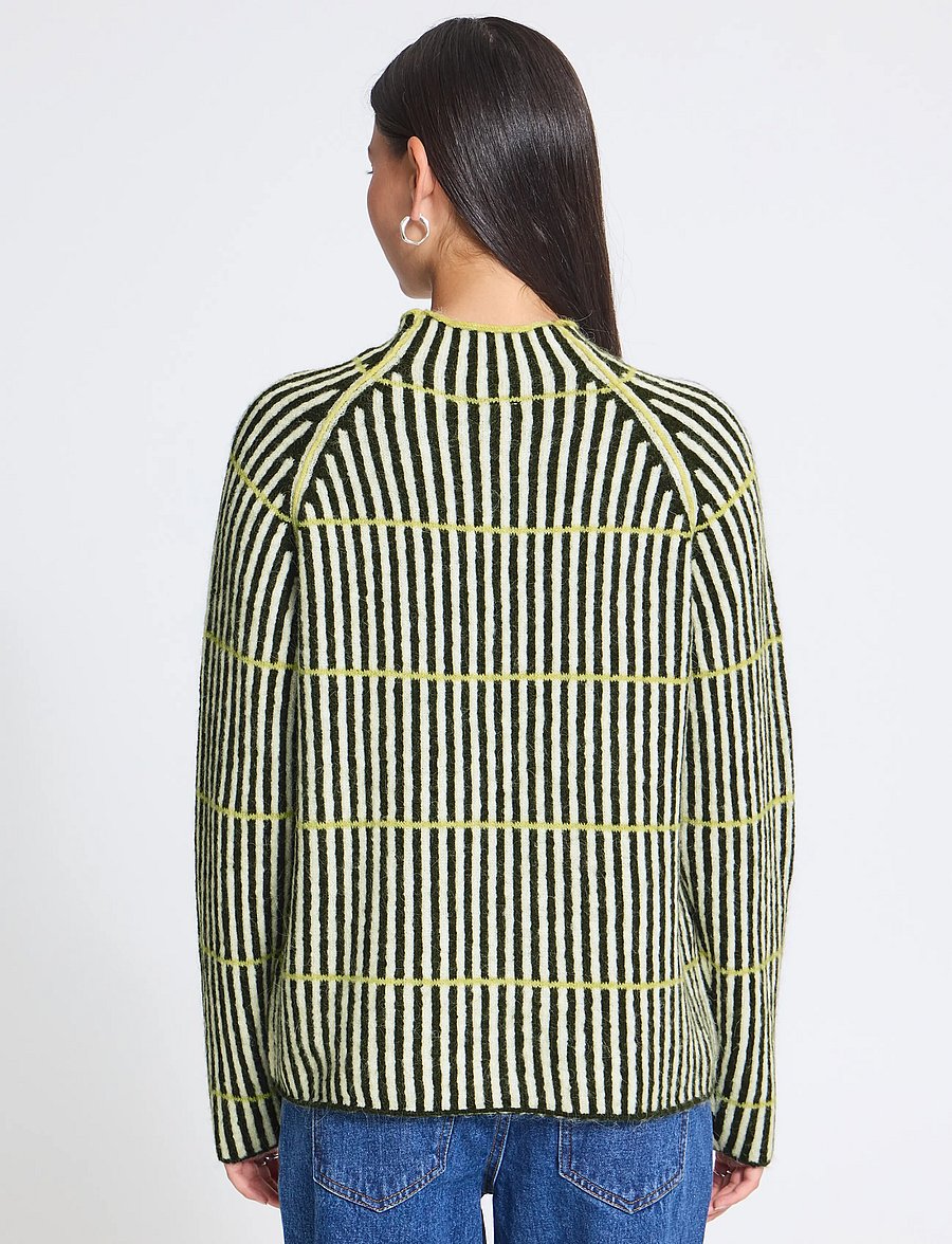 ICHI - IHKAMARA LS STRIPE6 - jumpers - green white leek stripe - 3